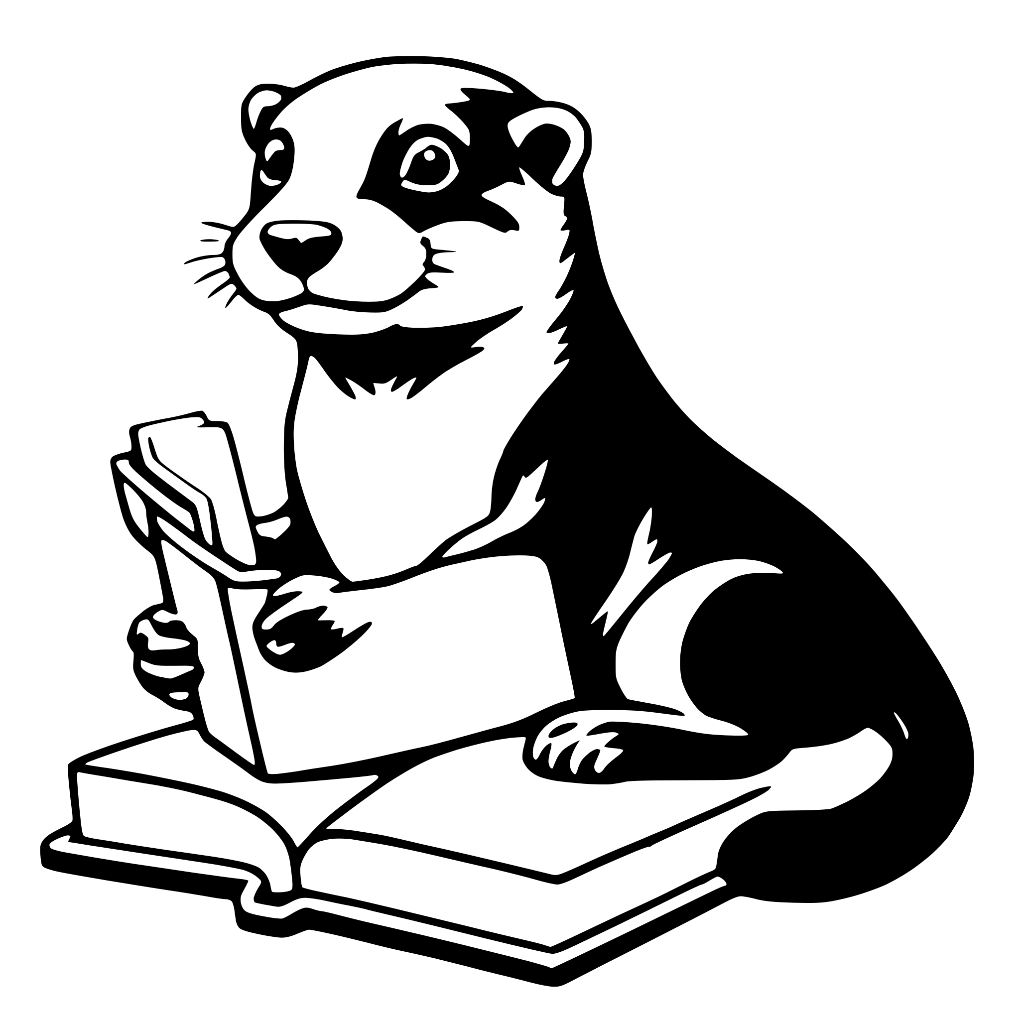 AI-generated SVG of a otter with book
