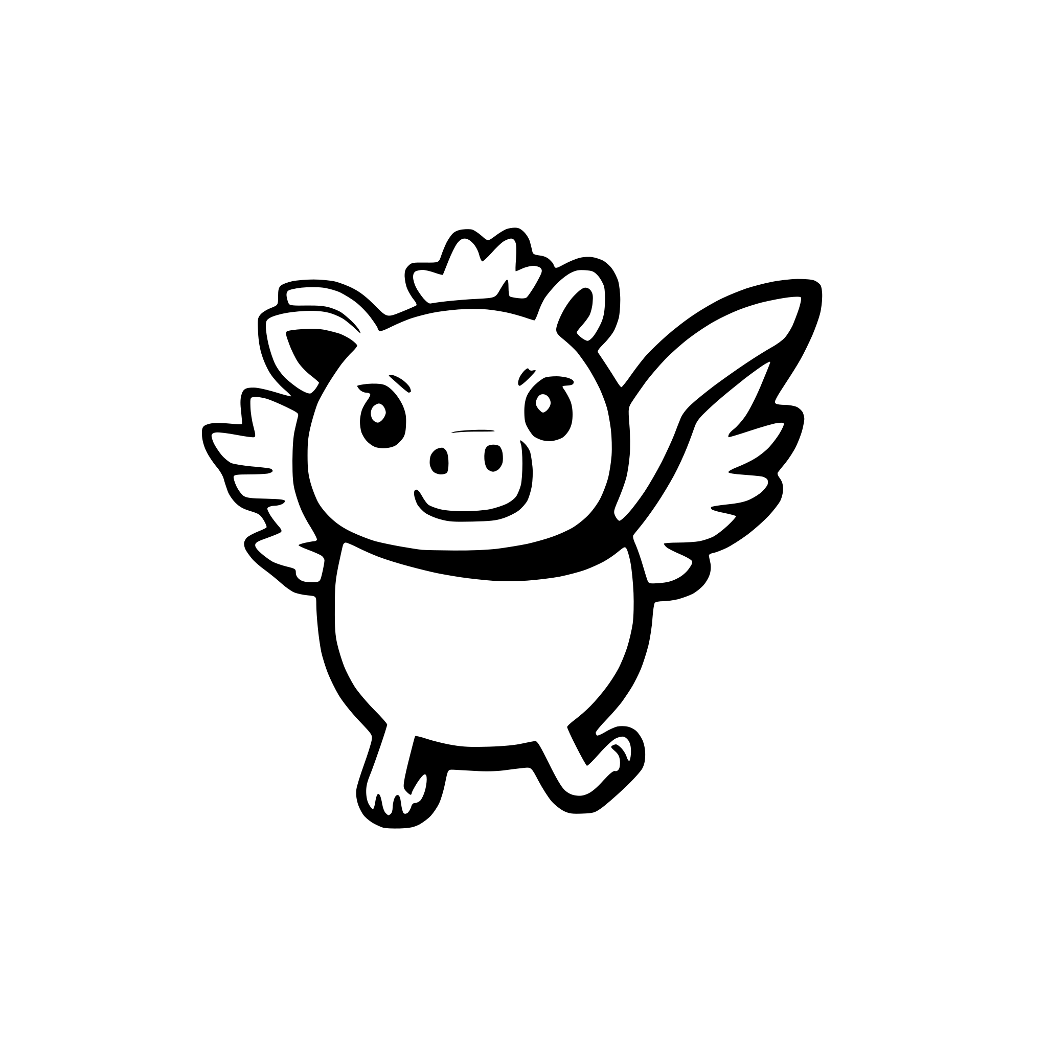AI-generated SVG of a a flying pig with tiny angel wings