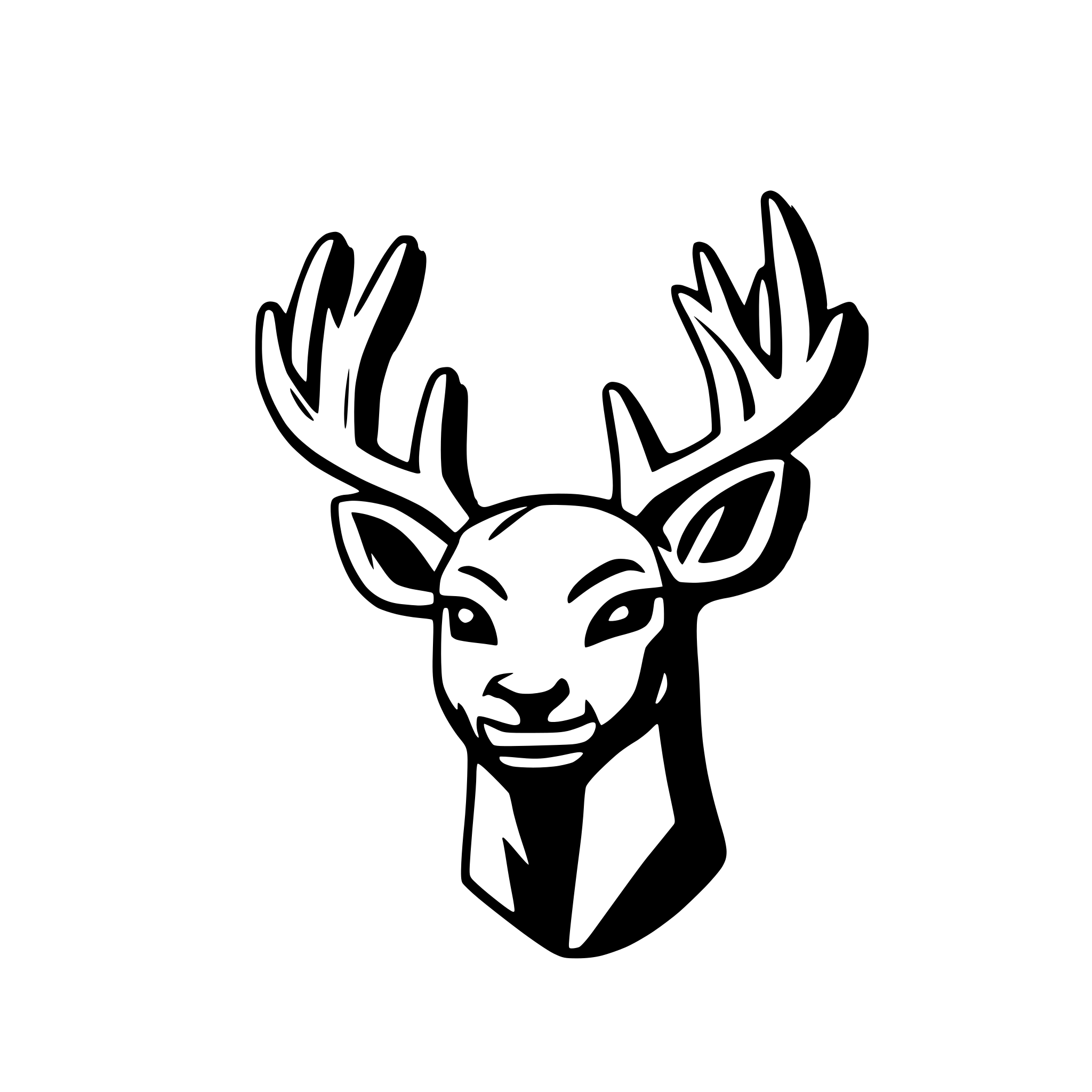 AI-generated SVG of a whitetail deer head front