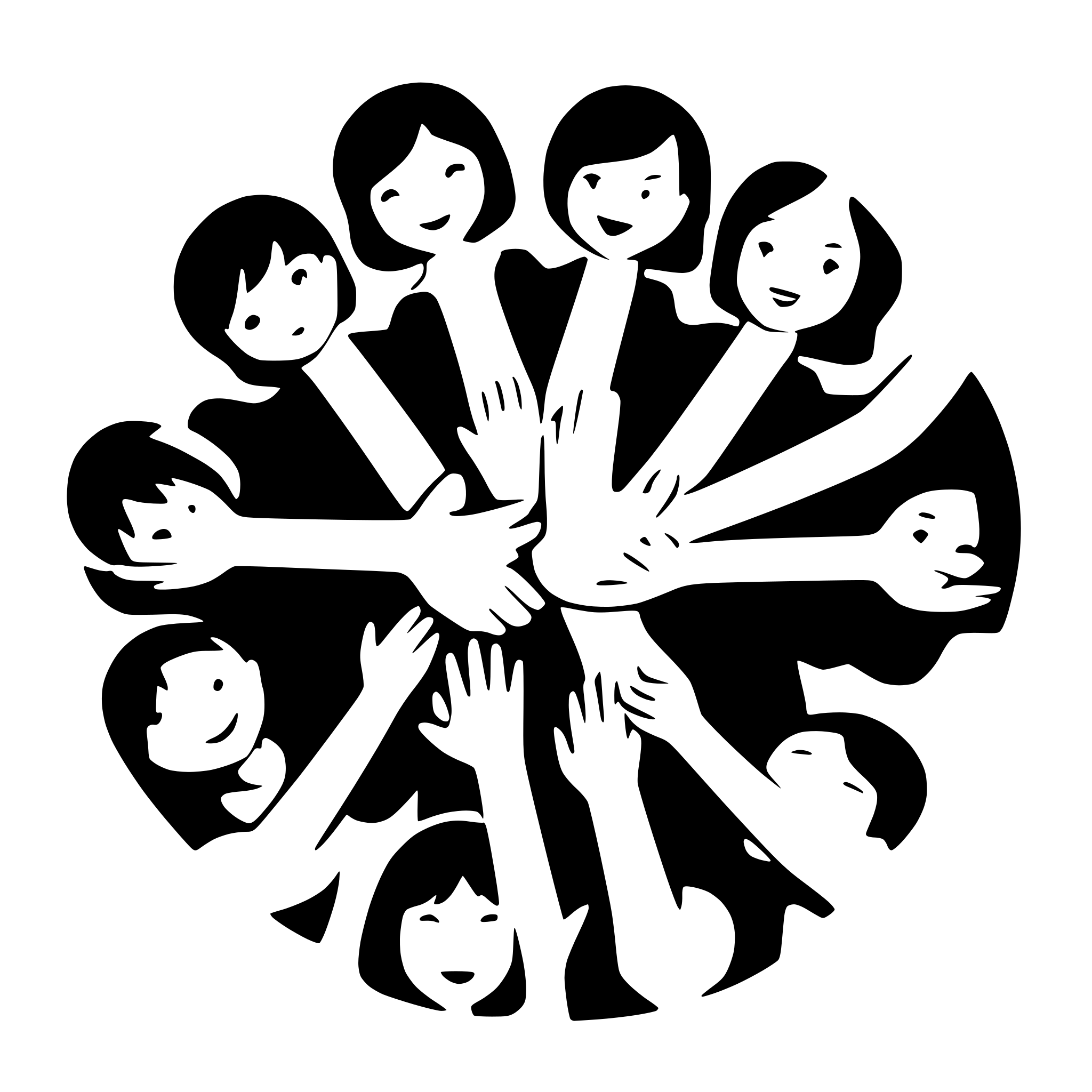 AI-generated SVG of a 12 boys and girls holdng hands