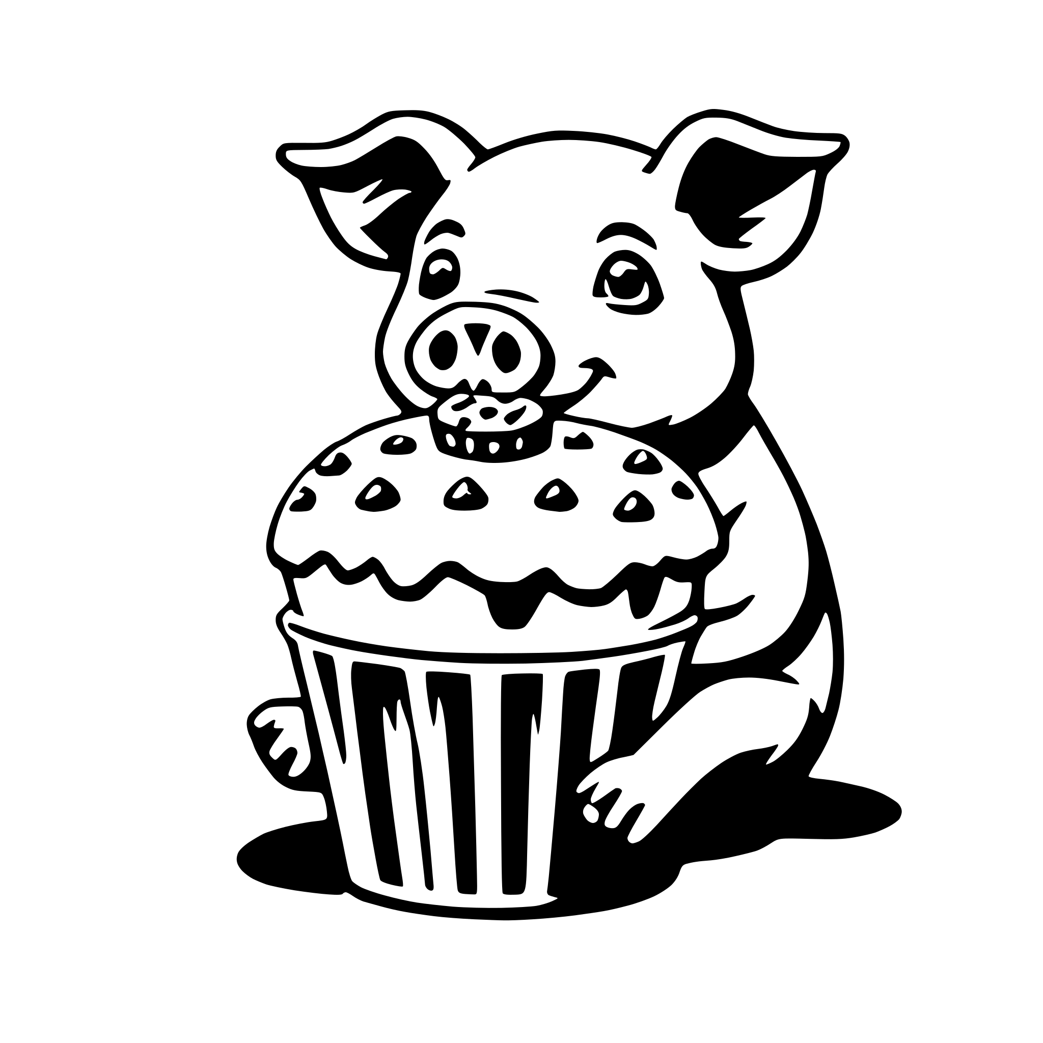 AI-generated SVG of a pig with cupcake