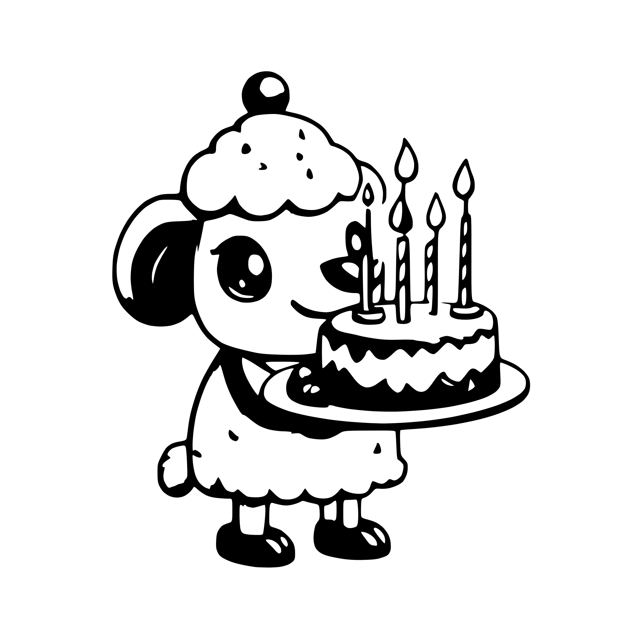 AI-generated SVG of a a cute sheep holding a birthday cake