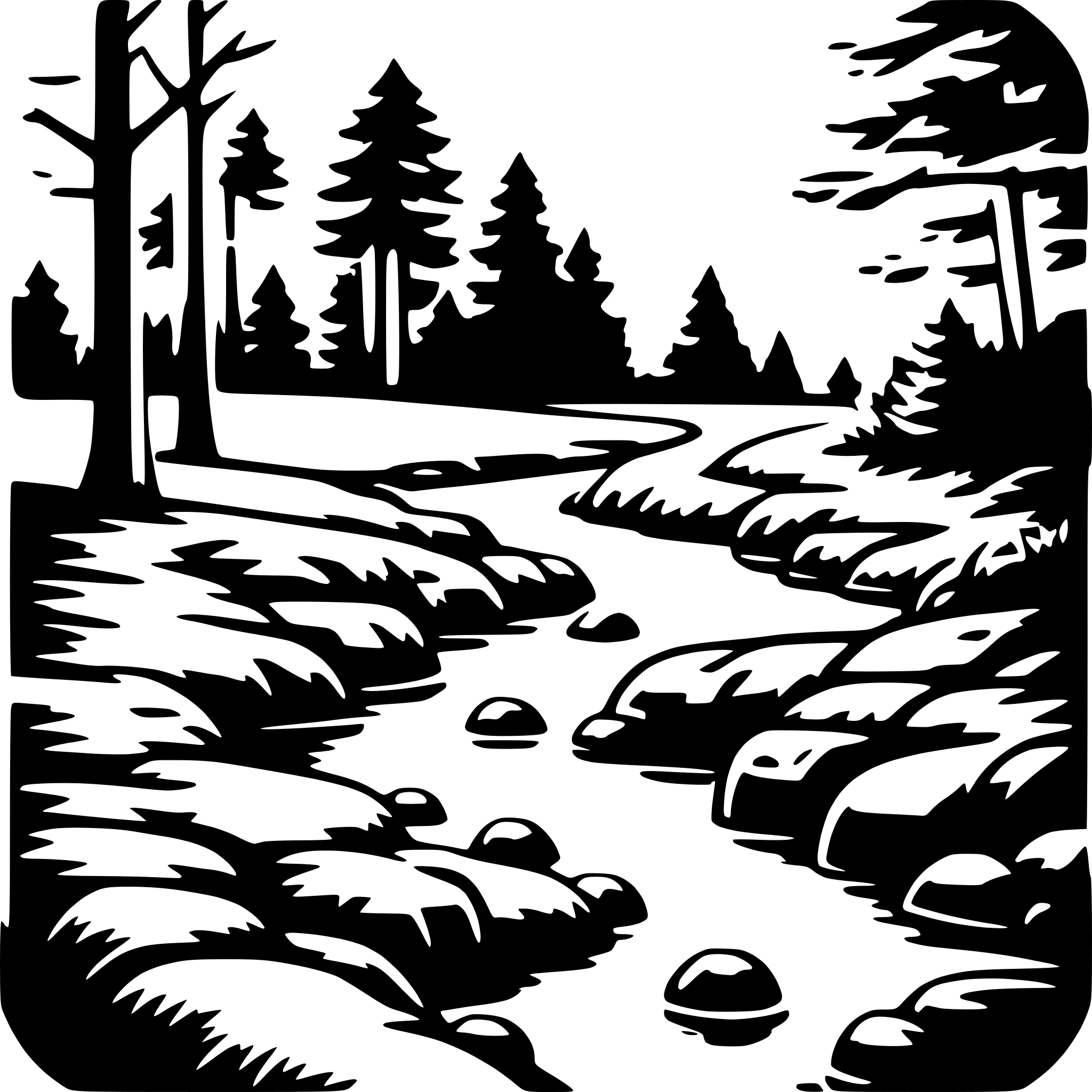 AI-generated SVG of 'woodland stream'