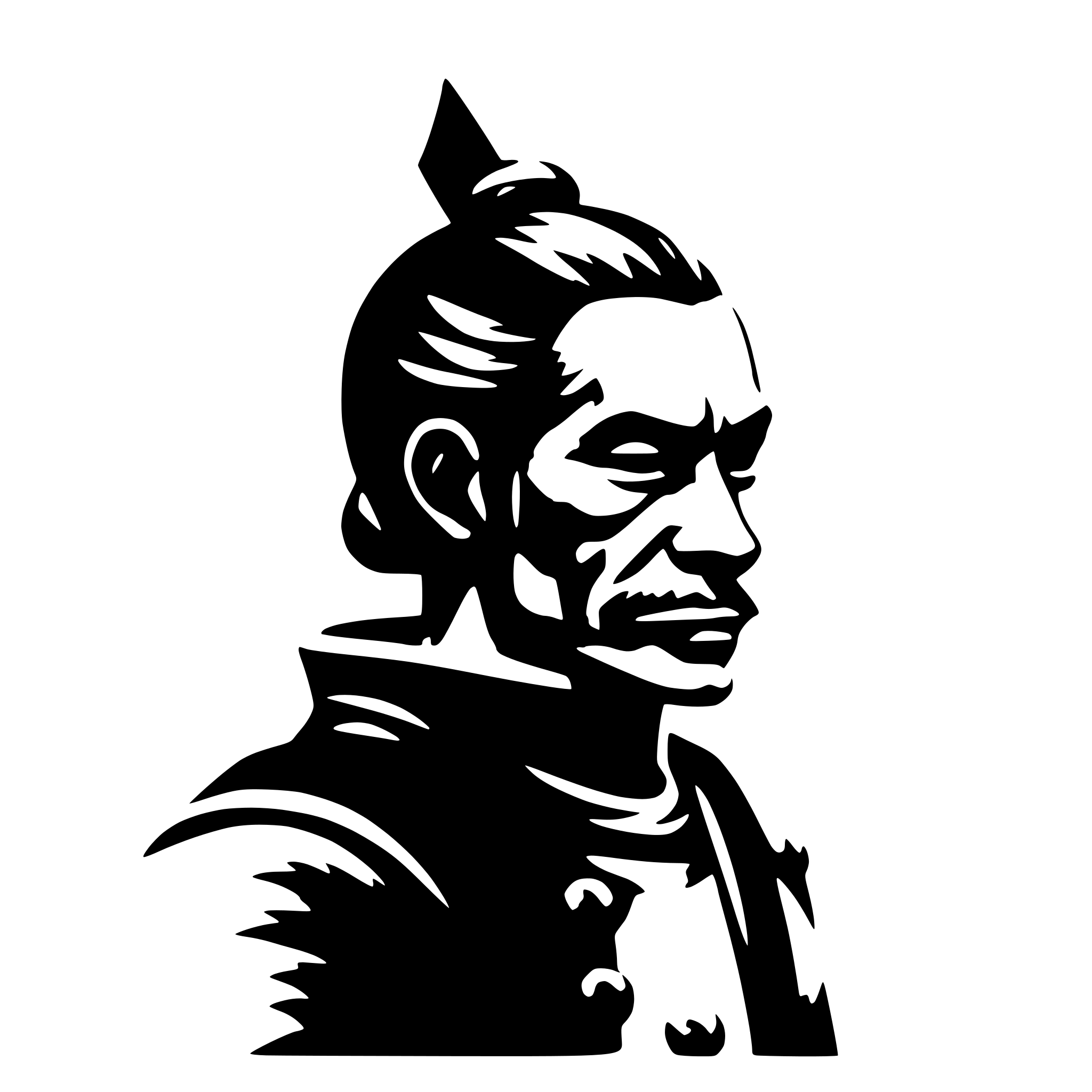 AI-generated SVG of a old samurai, side view, nostalgic
