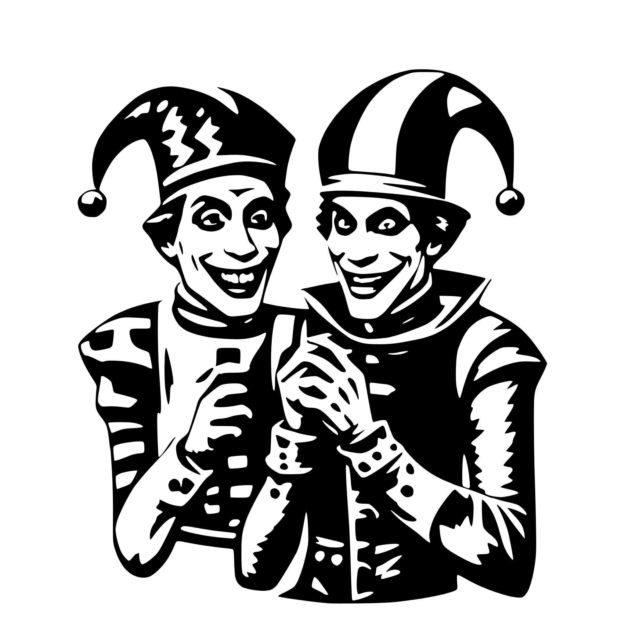 AI-generated SVG of 'Court jester with joker'