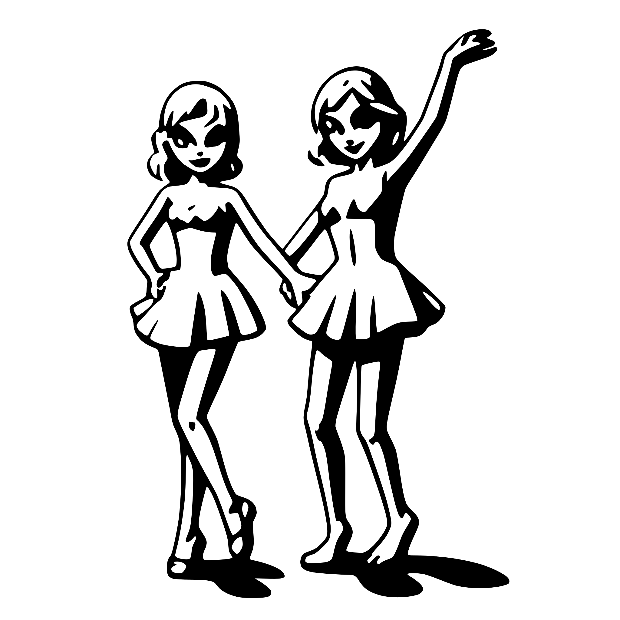 AI-generated SVG of a a naked couple dancing with holding hand