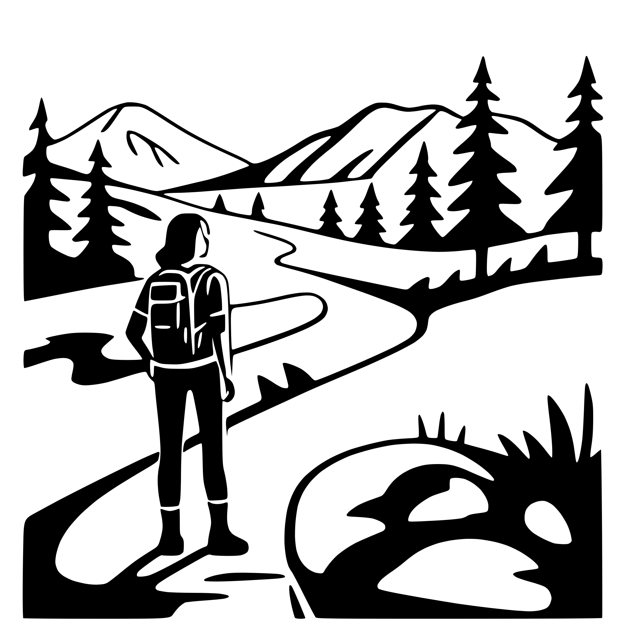 AI-generated SVG of 'hiker on mountain trail'