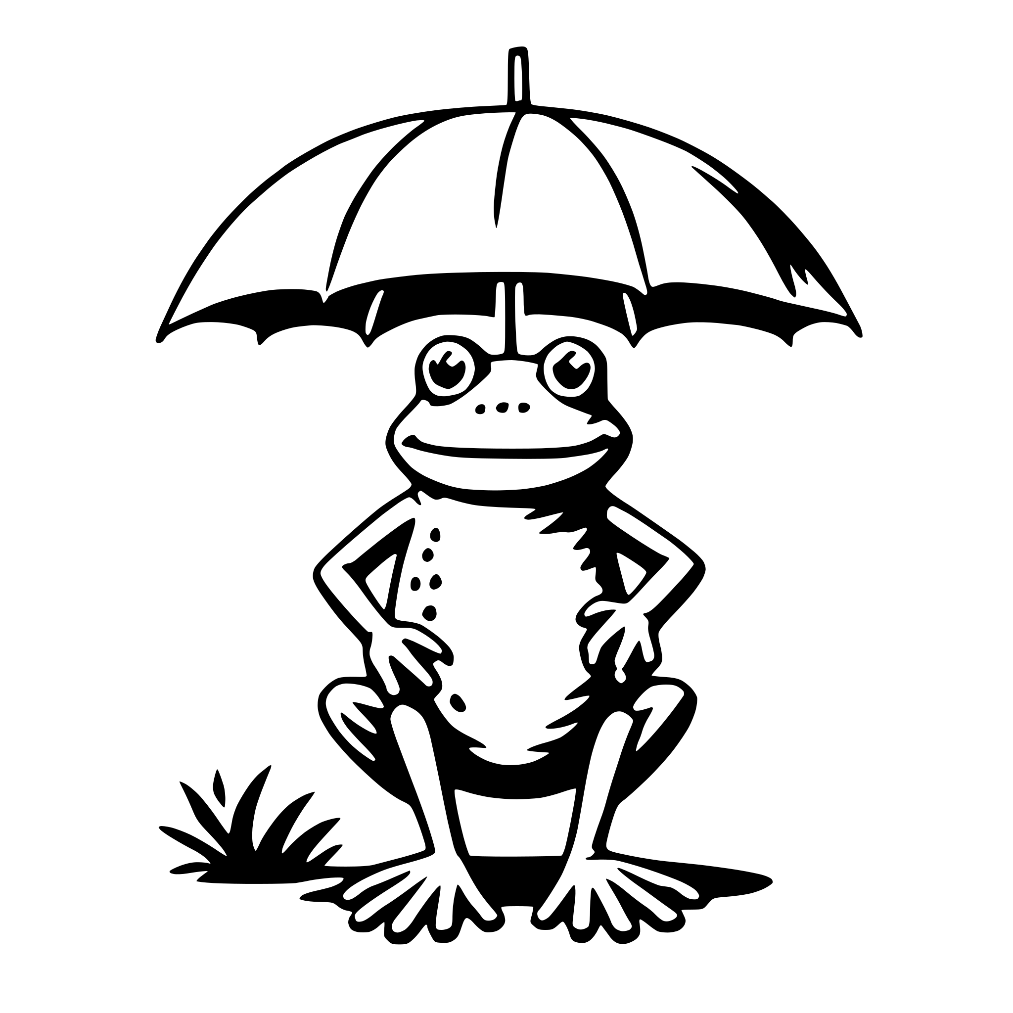 AI-generated SVG of a frog with umbrella