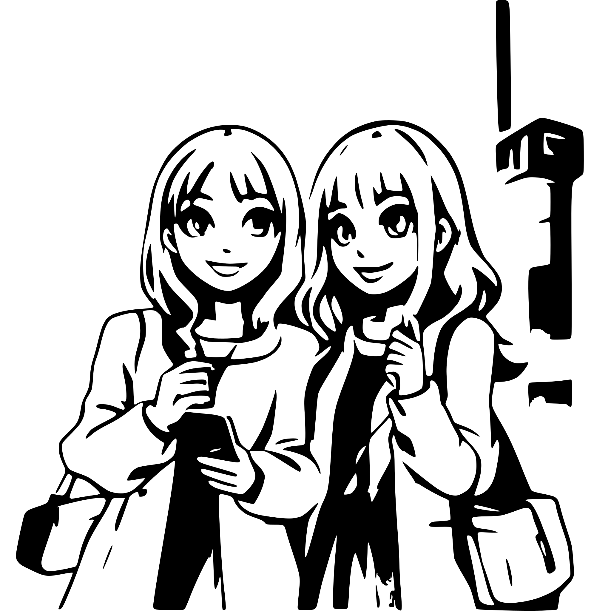 AI-generated SVG of a girls booking cab together with their phone