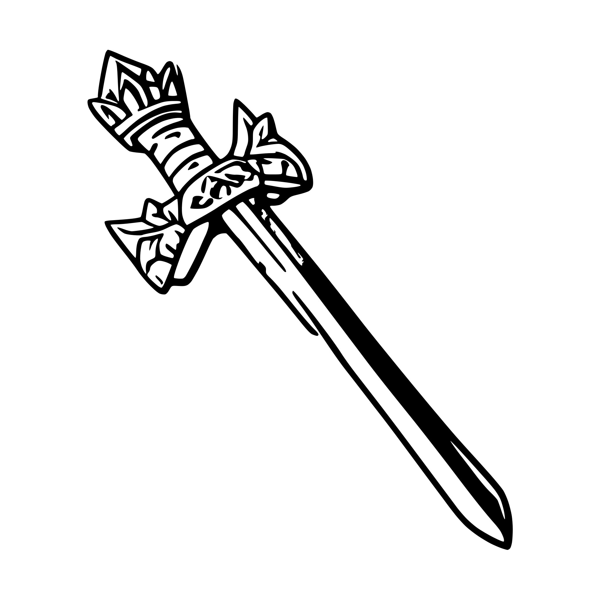 AI-generated SVG of 'a medieval sword with crown and castle'