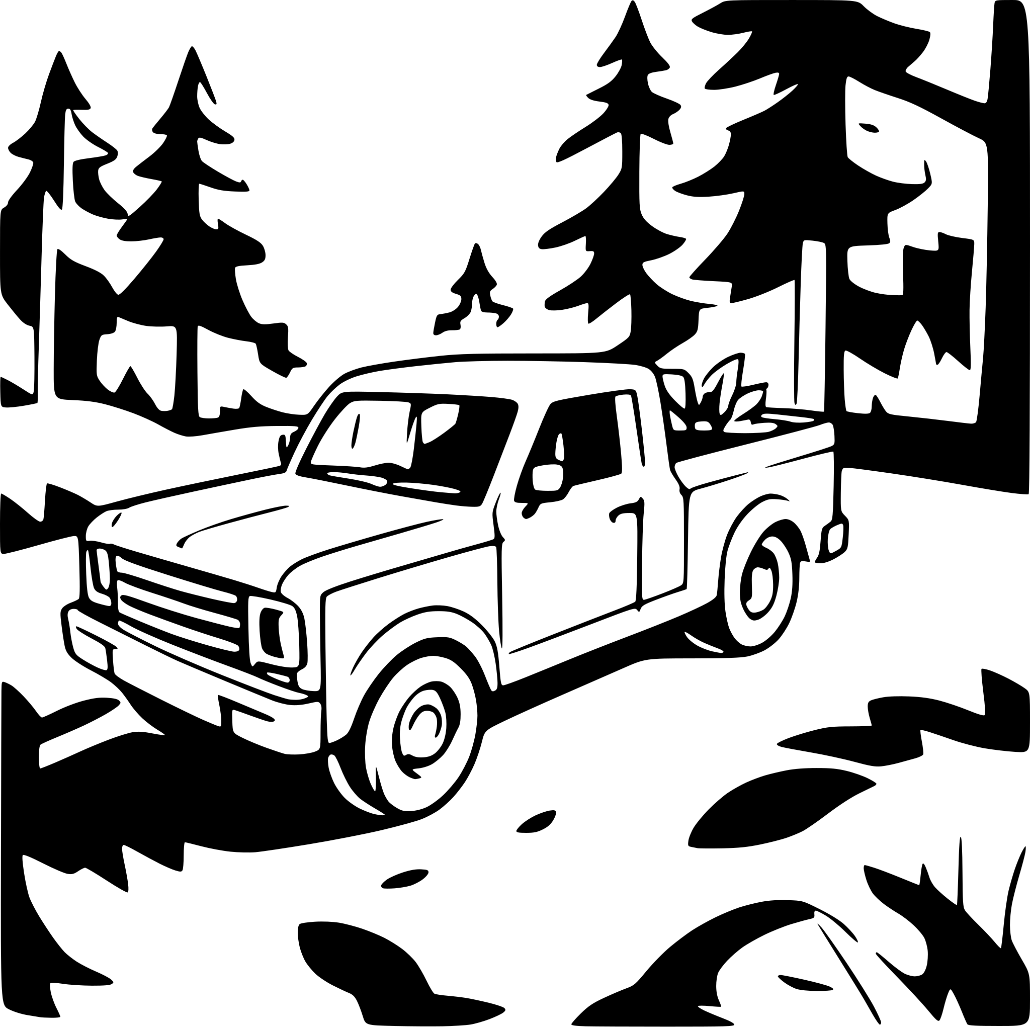AI-generated SVG of a pickup truck in a forest