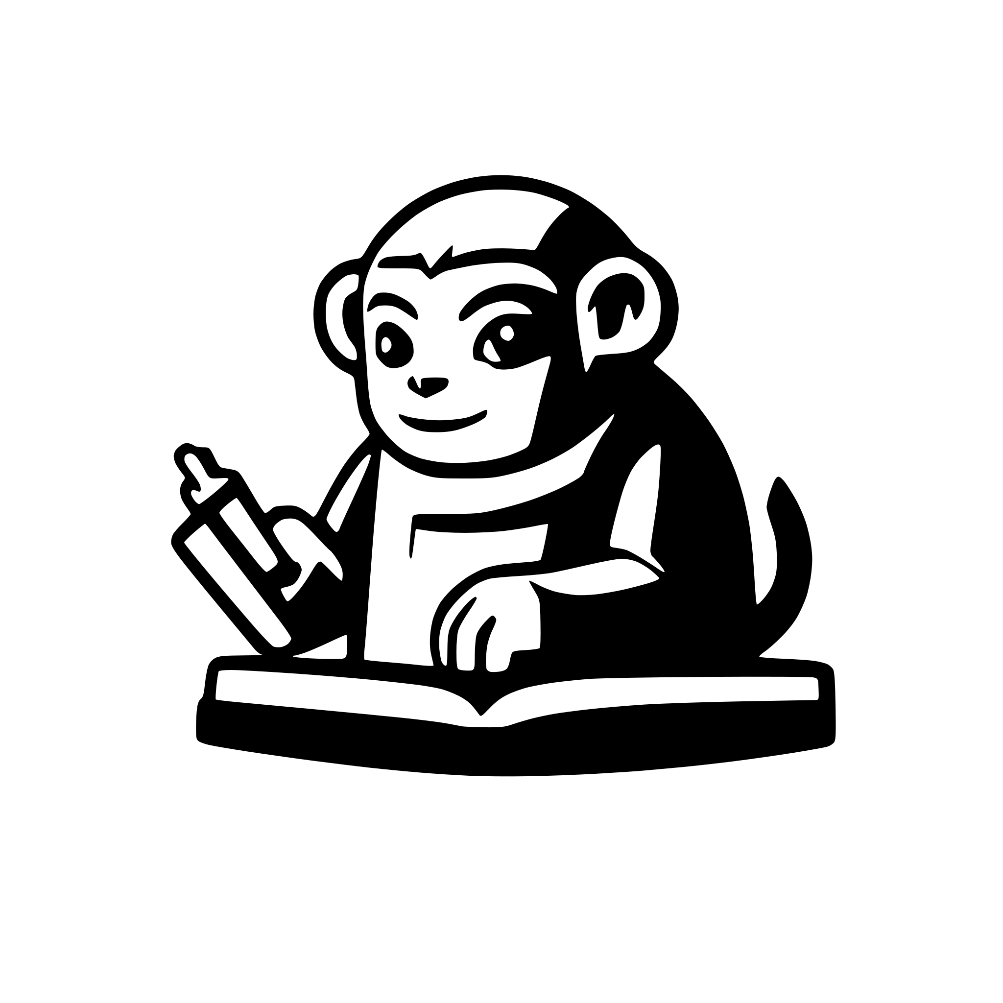 AI-generated SVG of a an icon of a monkey writing a book