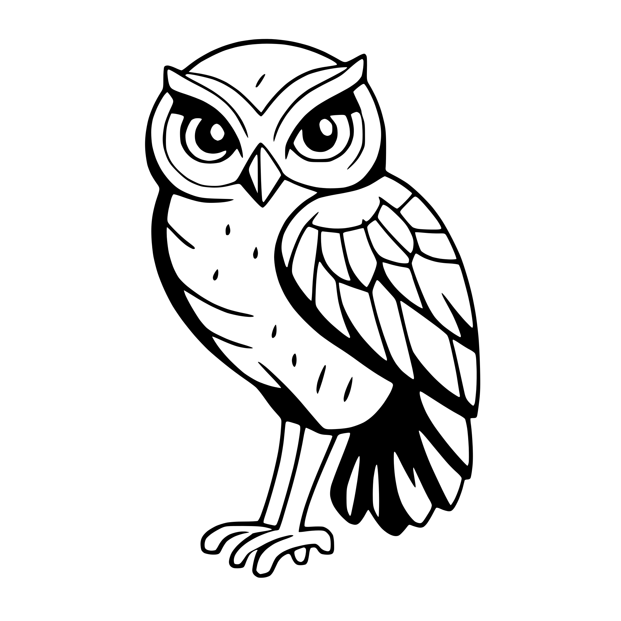 AI-generated SVG of a detailed owl with open wings