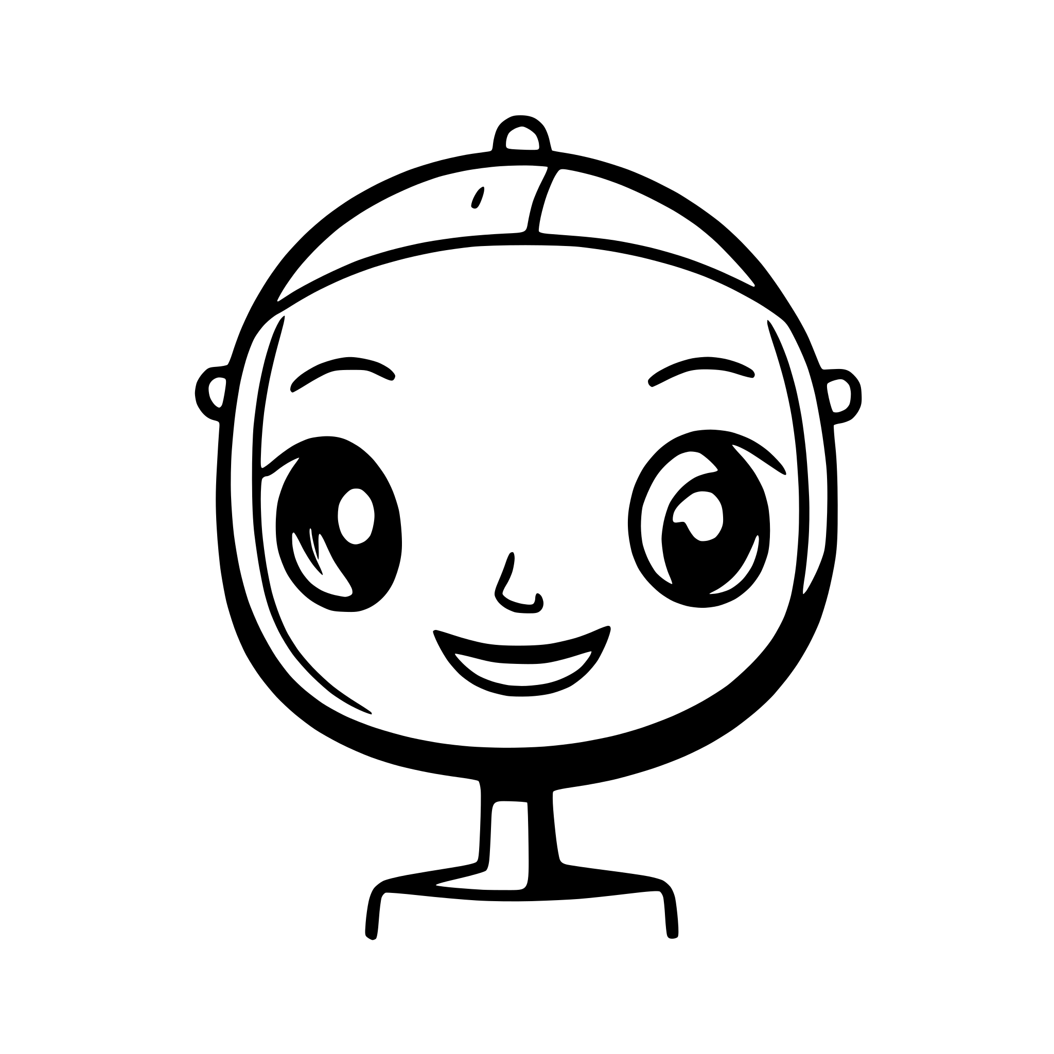 AI-generated SVG of a Create a cute smiling robot face looking straight at the camera and make it elegant and smart