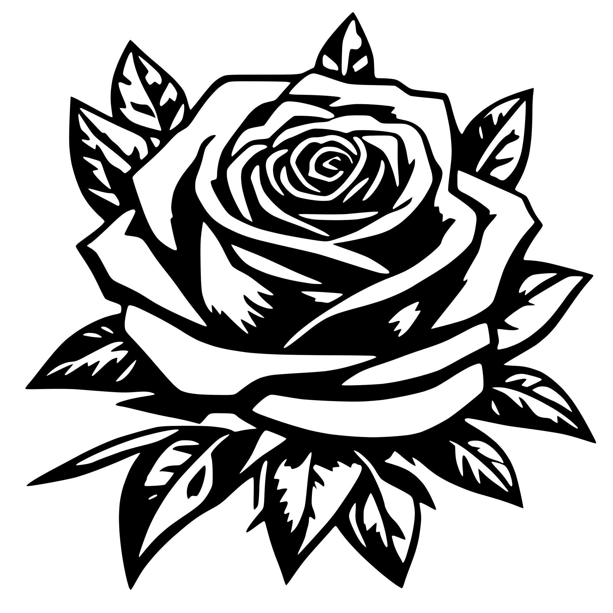 AI-generated SVG of a rose with thorns