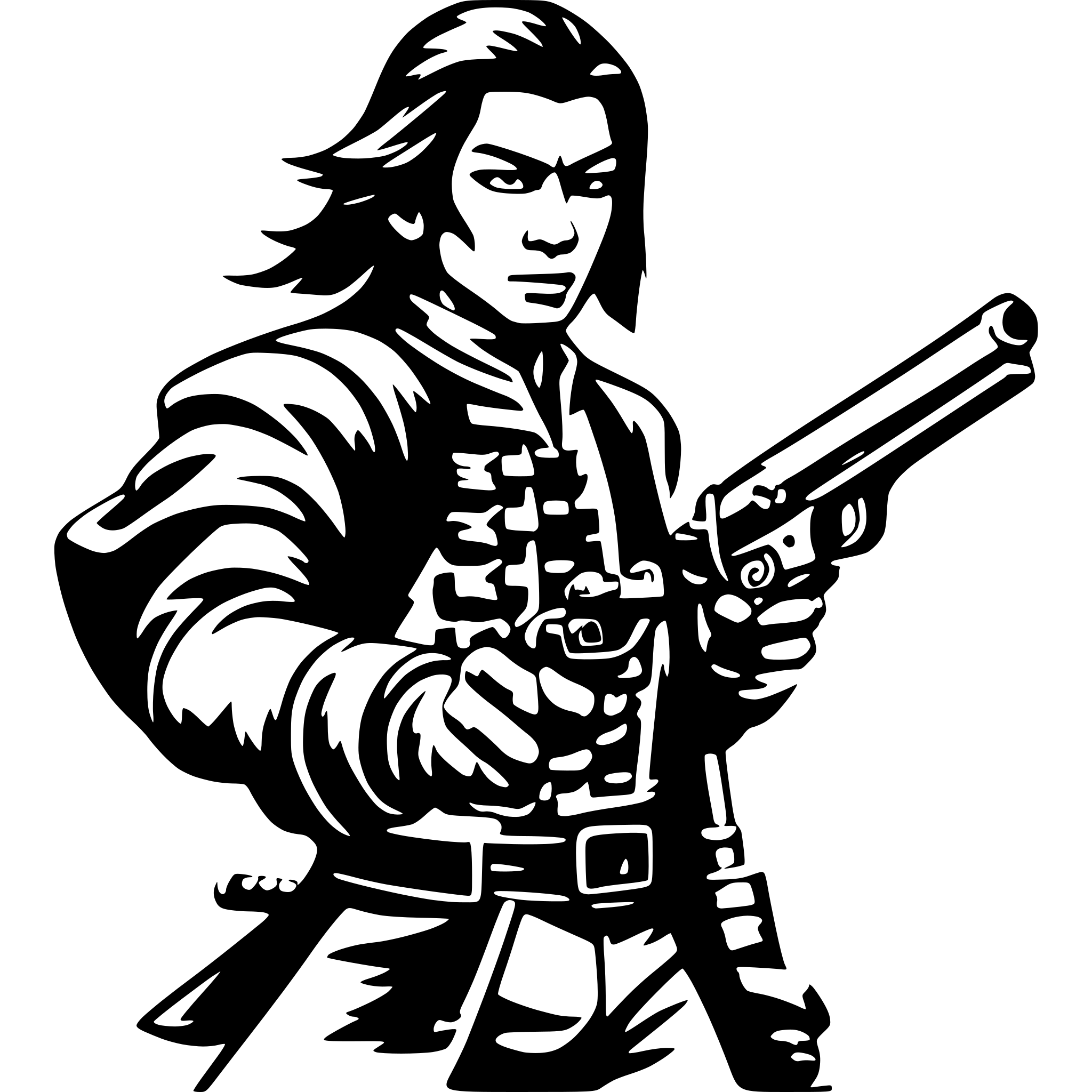AI-generated SVG of 'samurai holding a revolver'