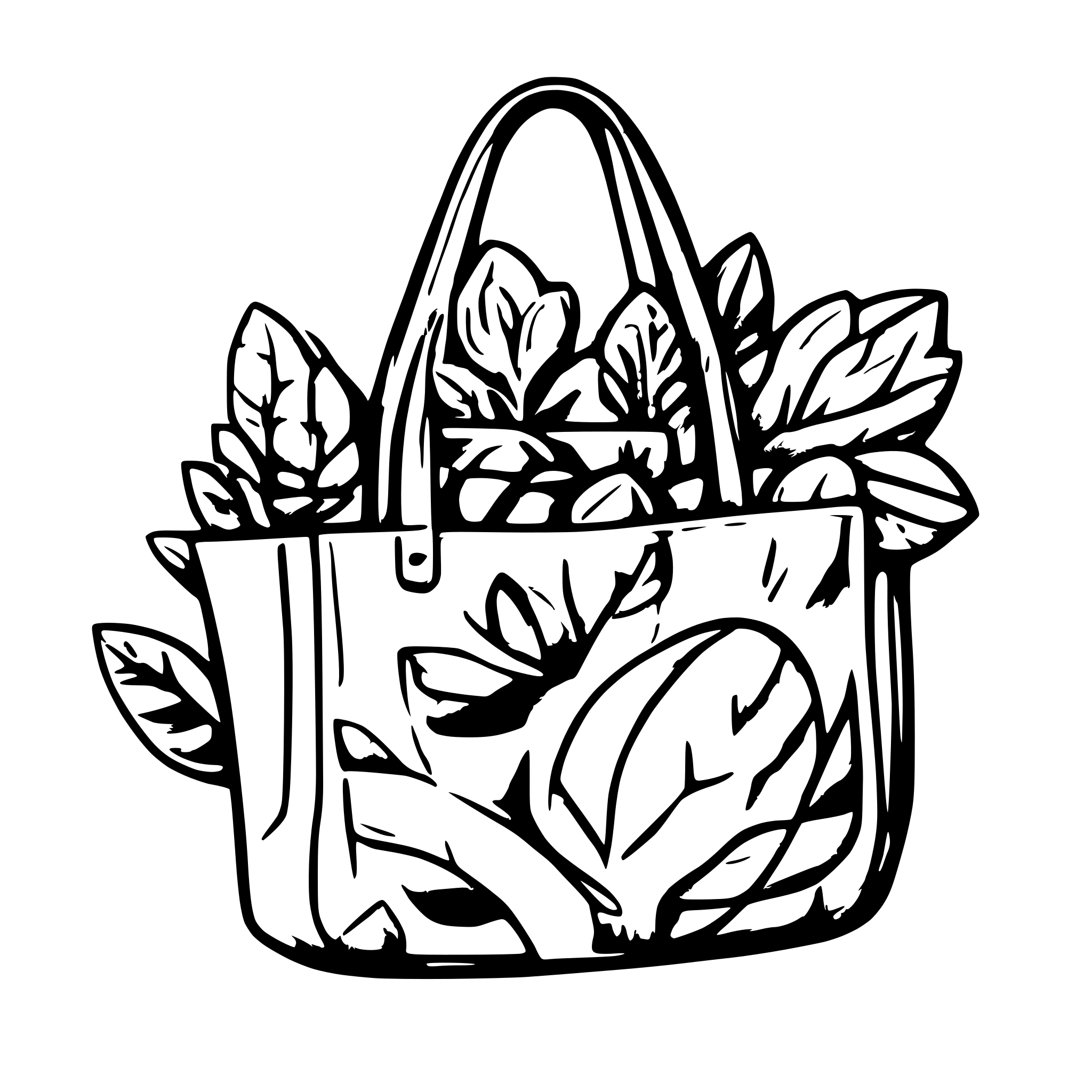 AI-generated SVG of a mesh bag with groceries