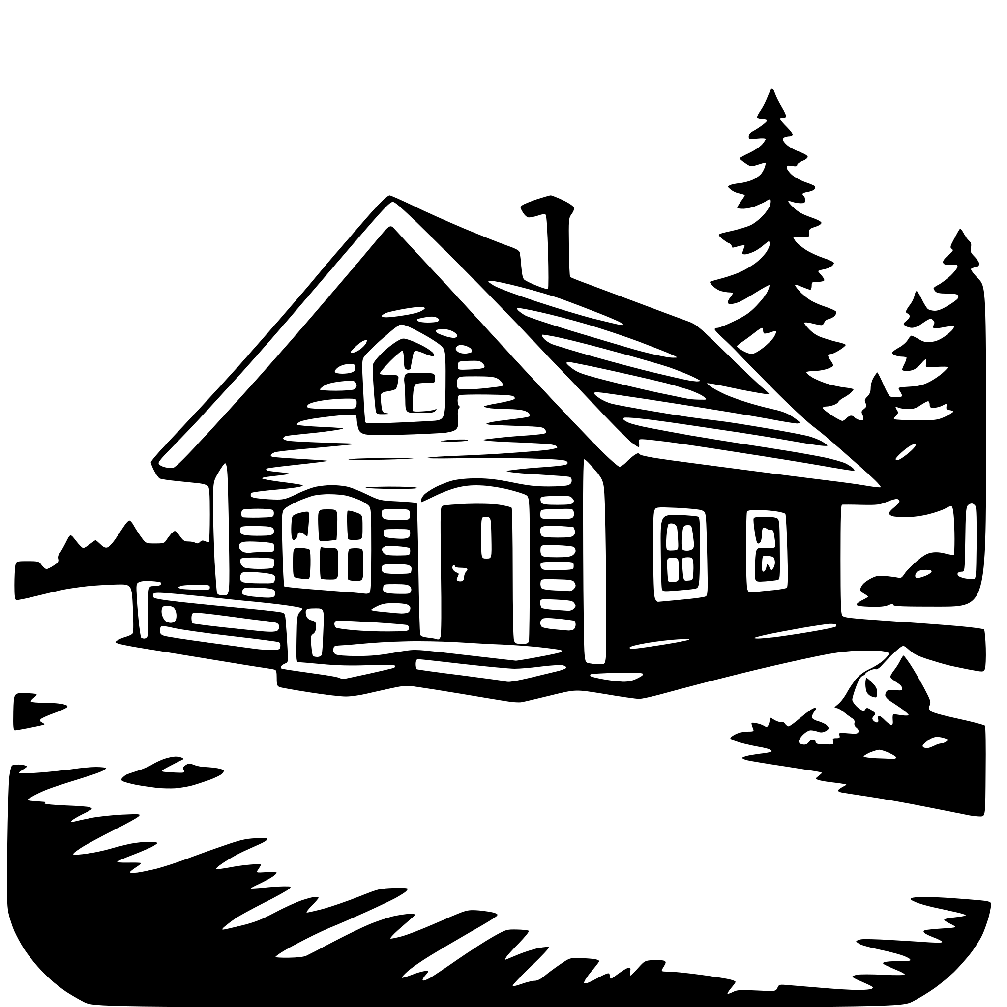 AI-generated SVG of 'mountain cabin'