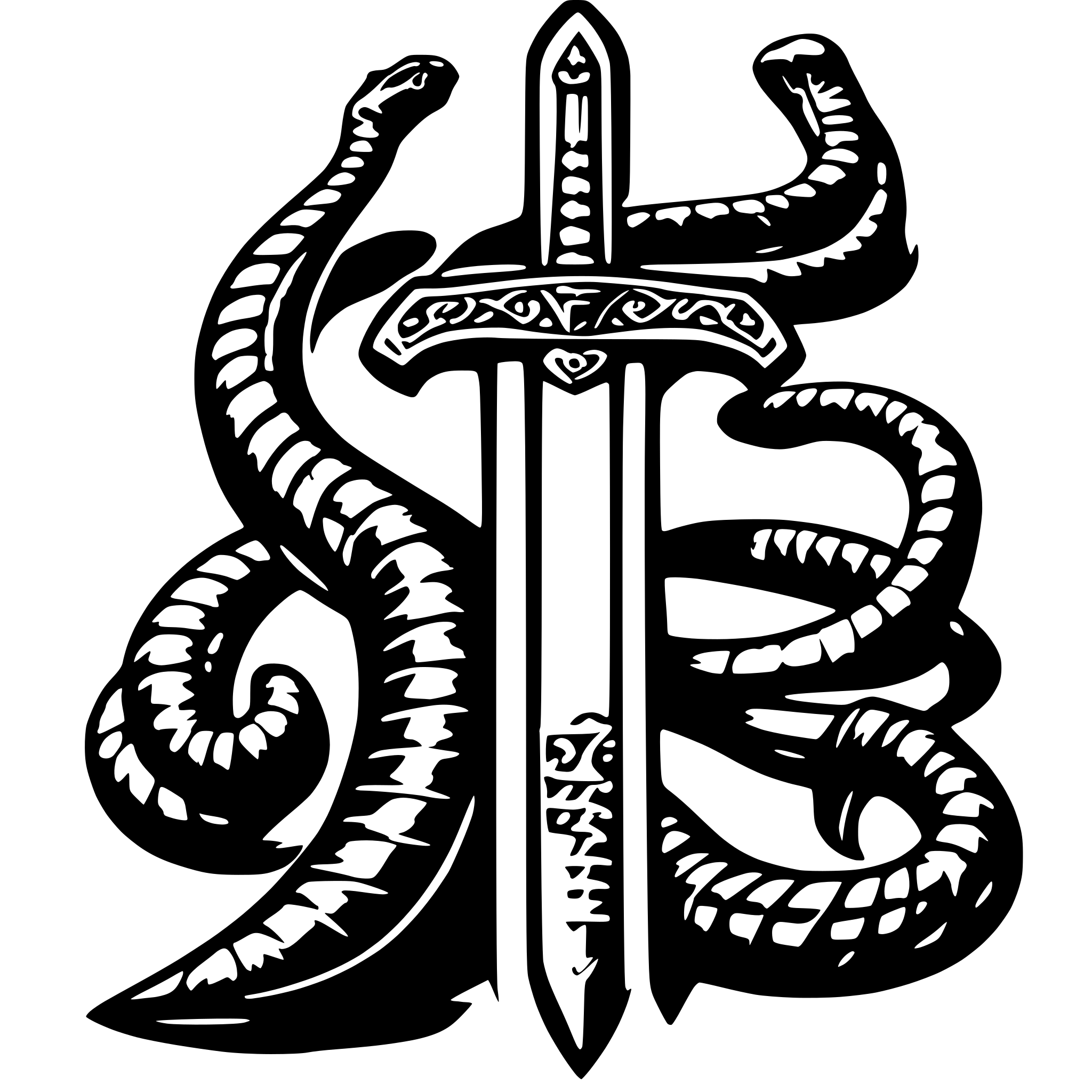 AI-generated SVG of 'sword and snake wrapped'