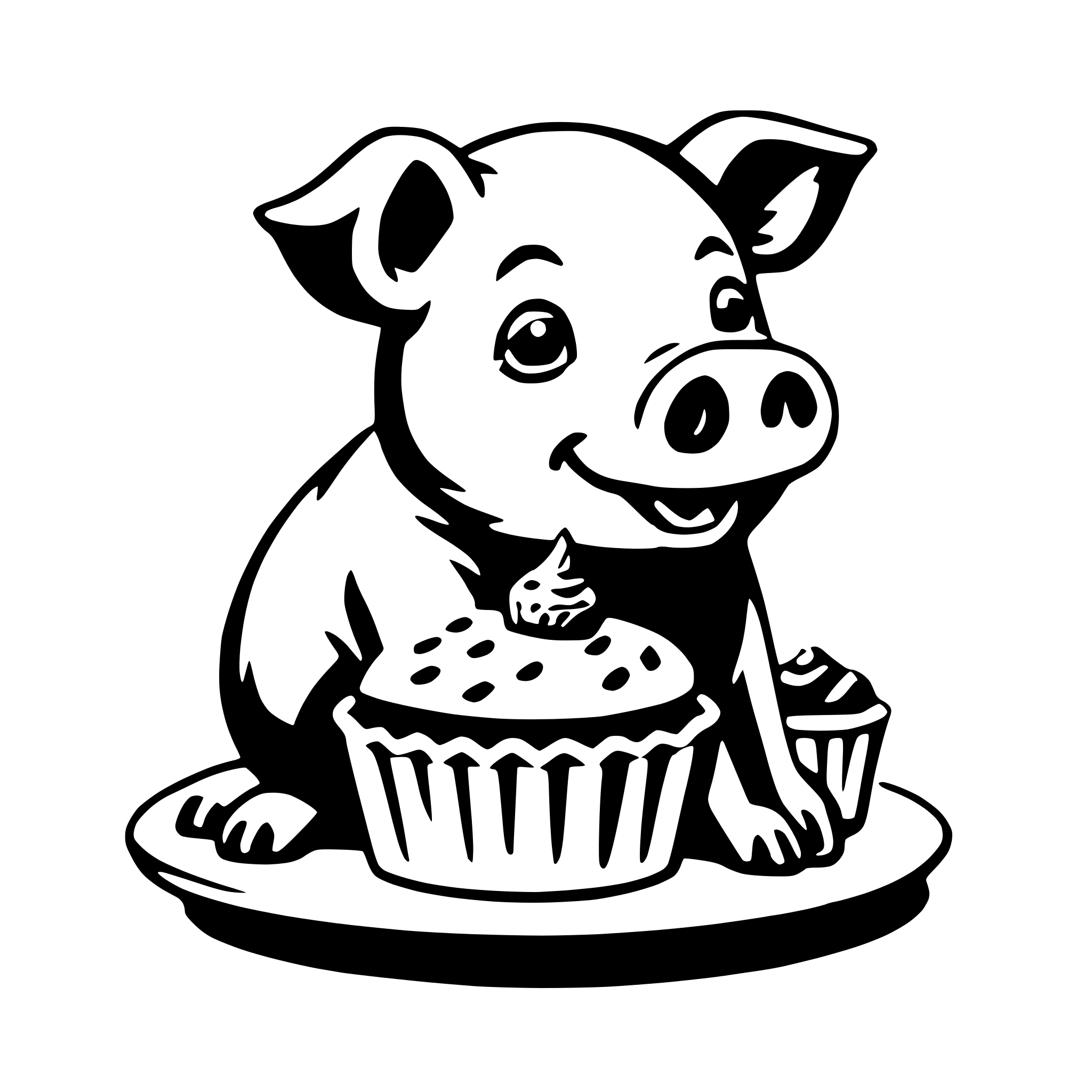 AI-generated SVG of 'pig with cupcake'