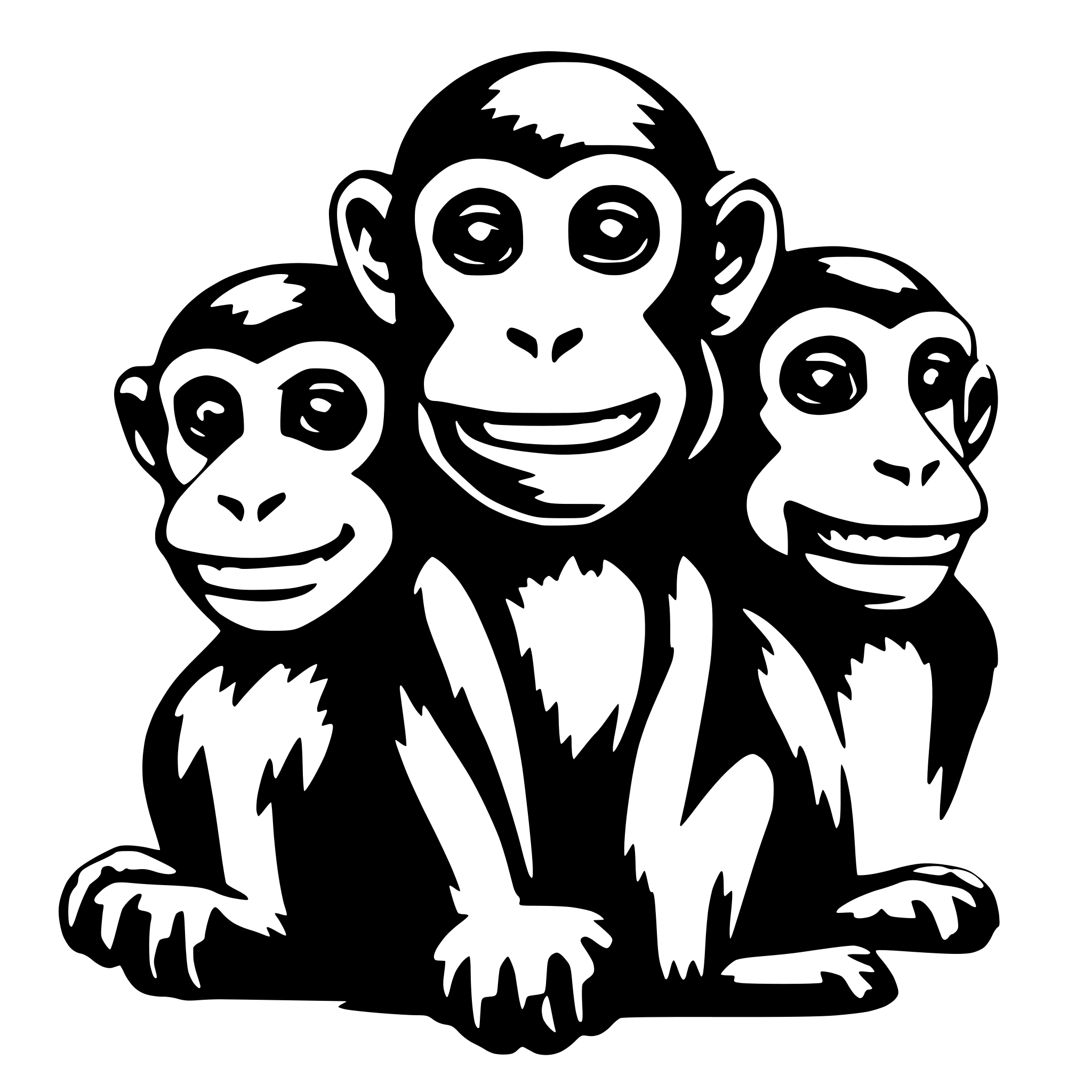 AI-generated SVG of a Three headed monkey