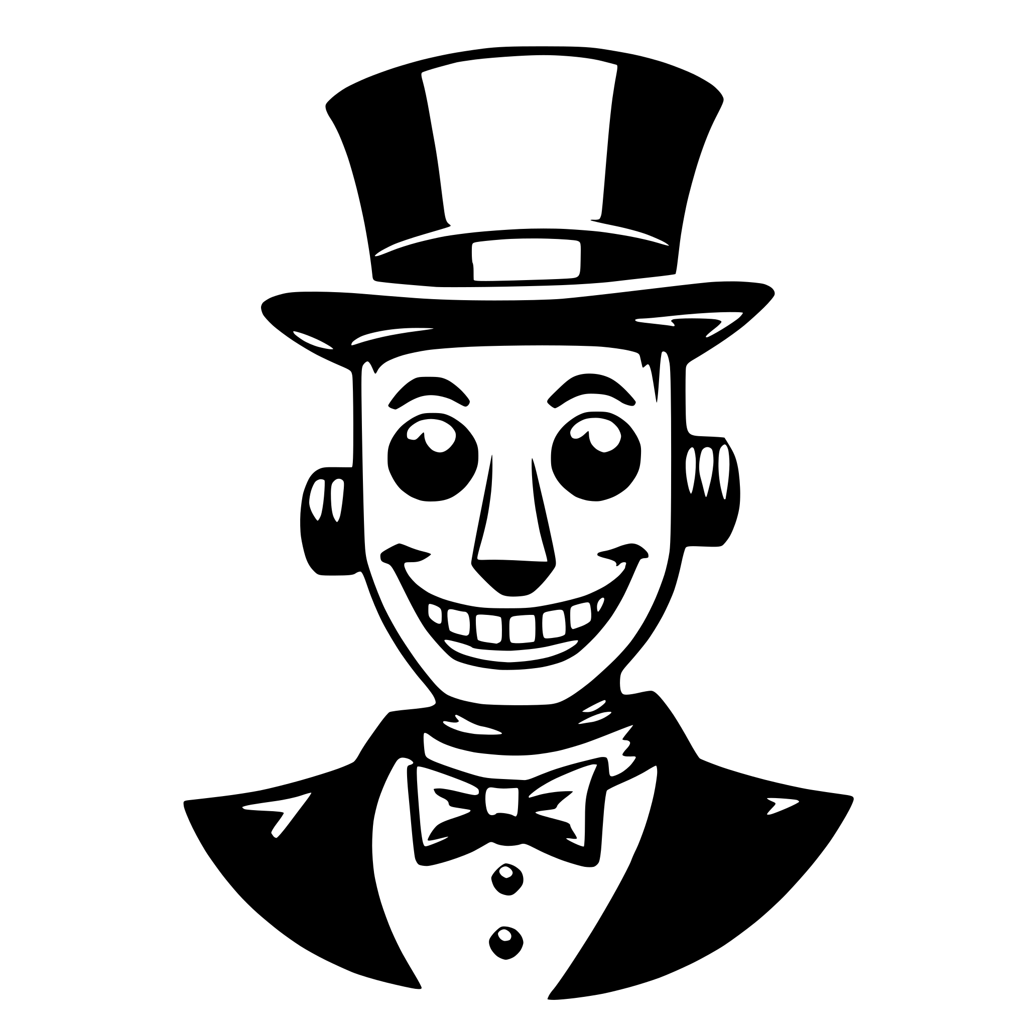 AI-generated SVG of a a smiling robot with a top hat to show that he is rich. Highly stylized.