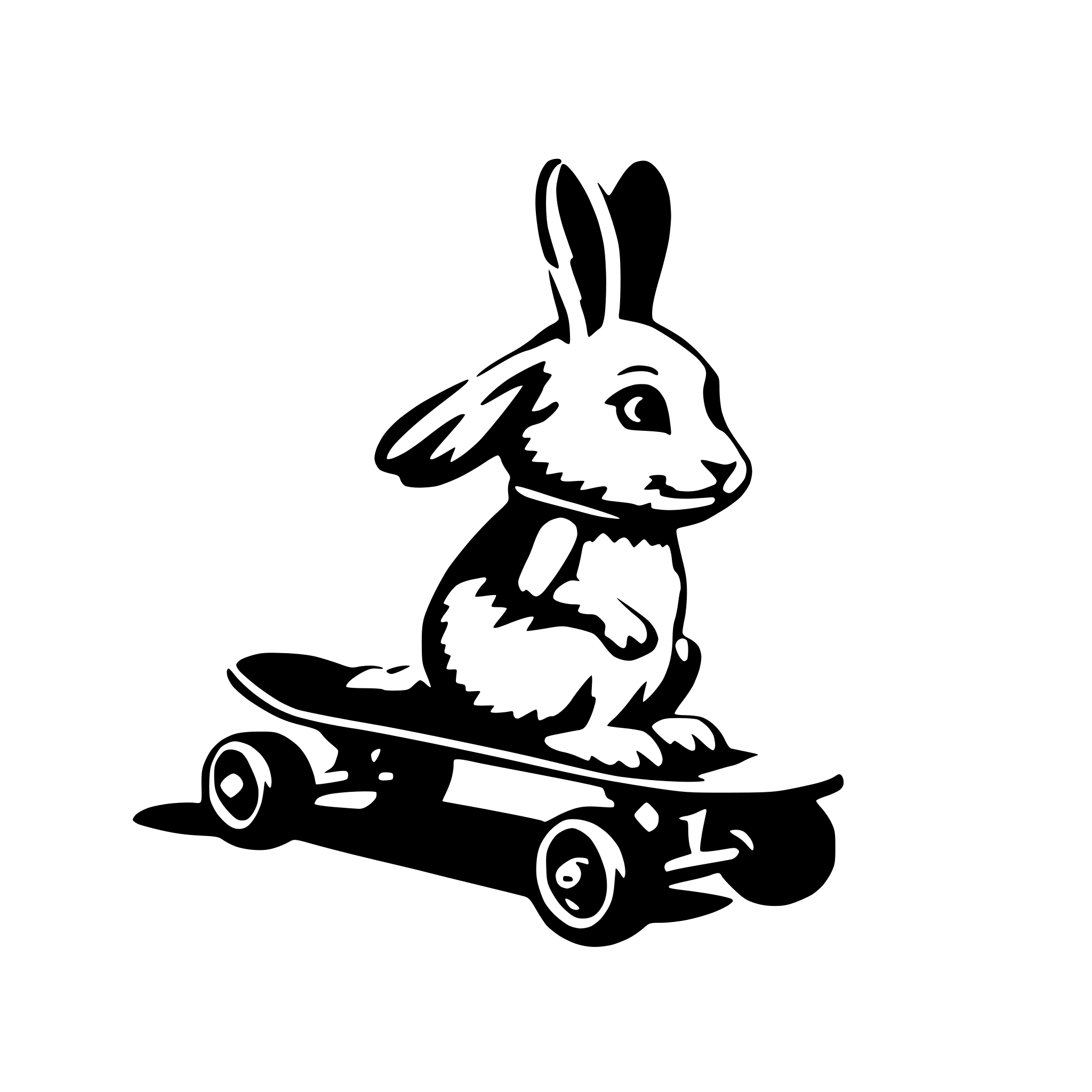 AI-generated SVG of 'baby bunny on skateboard'