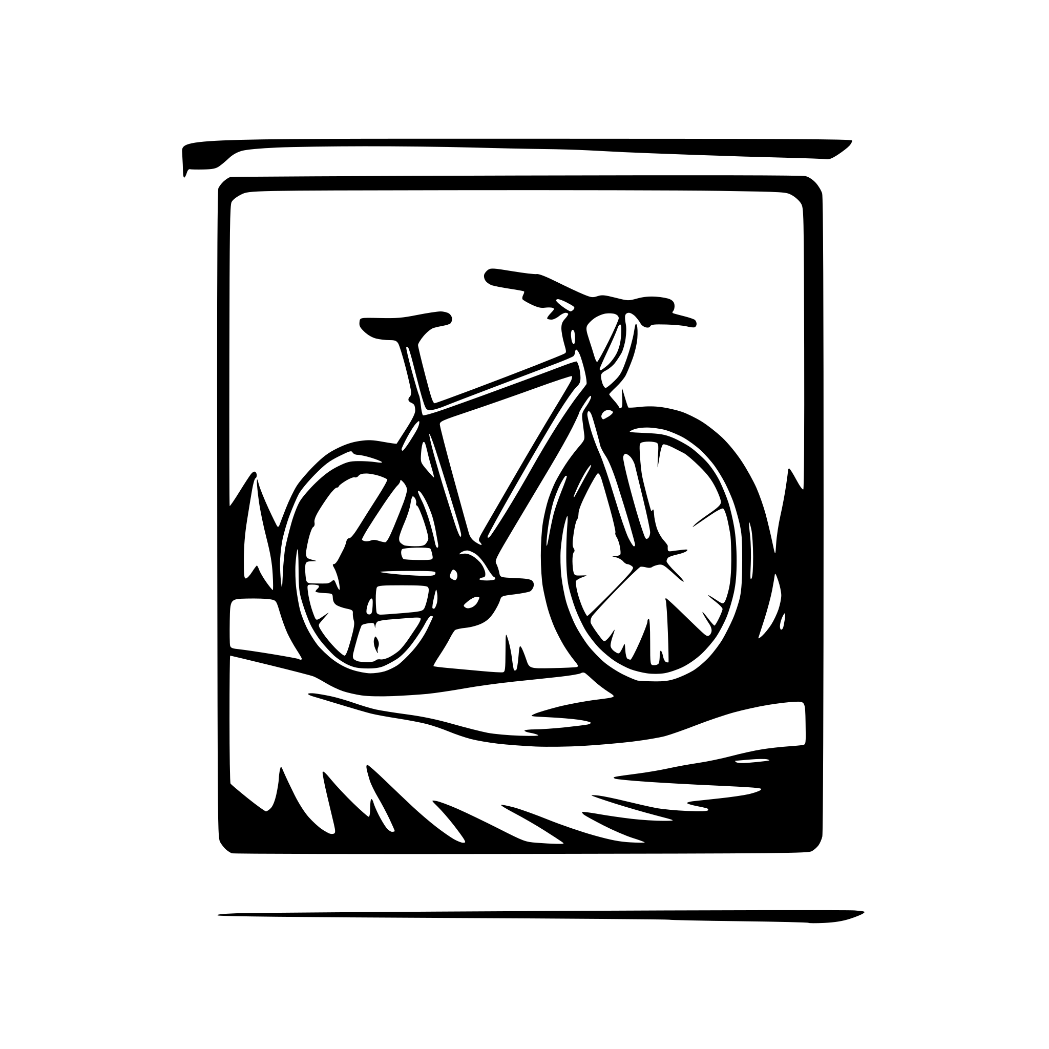 AI-generated SVG of a mountainbike sticking out of a picture frame