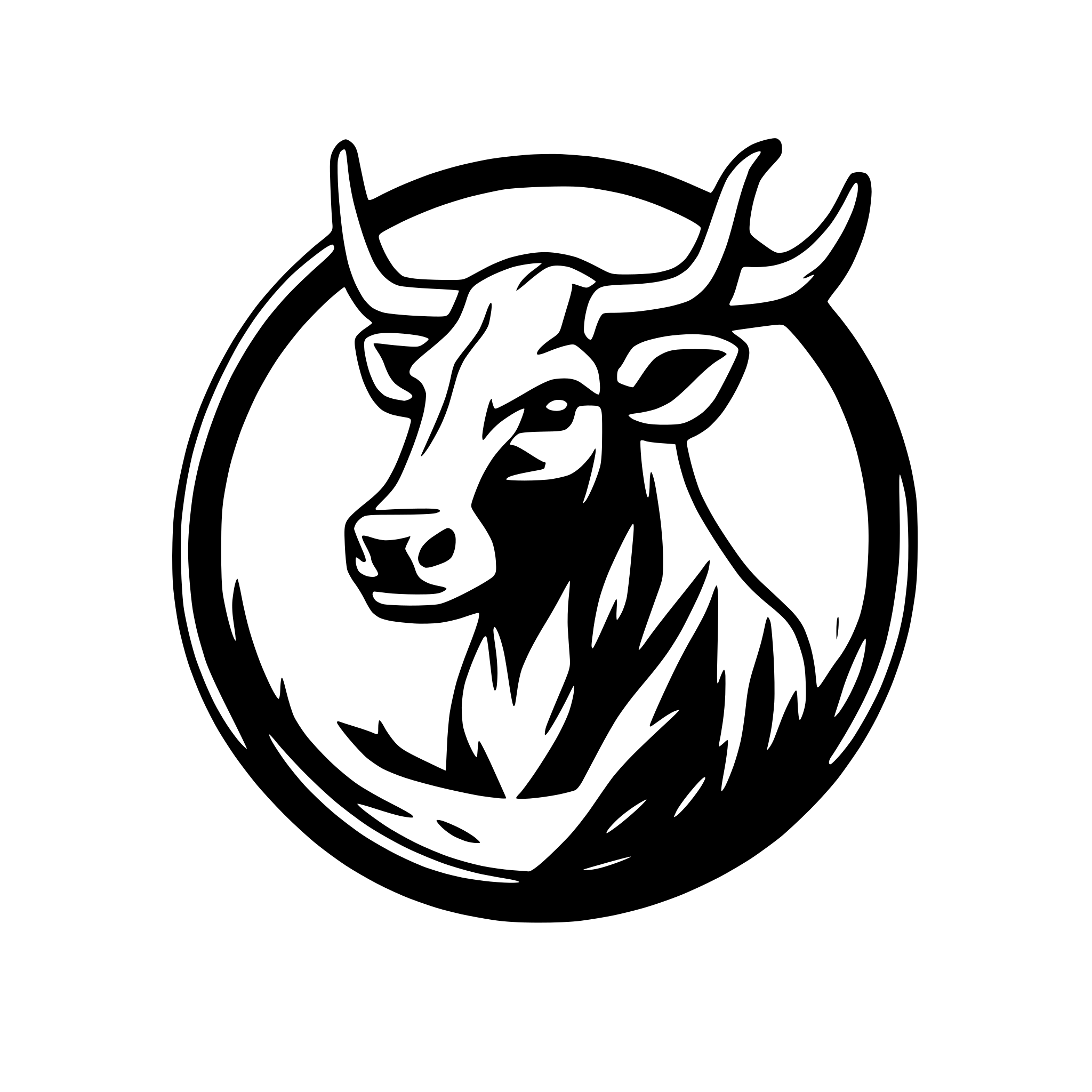 AI-generated SVG of a Cow with the trishul mounted on it