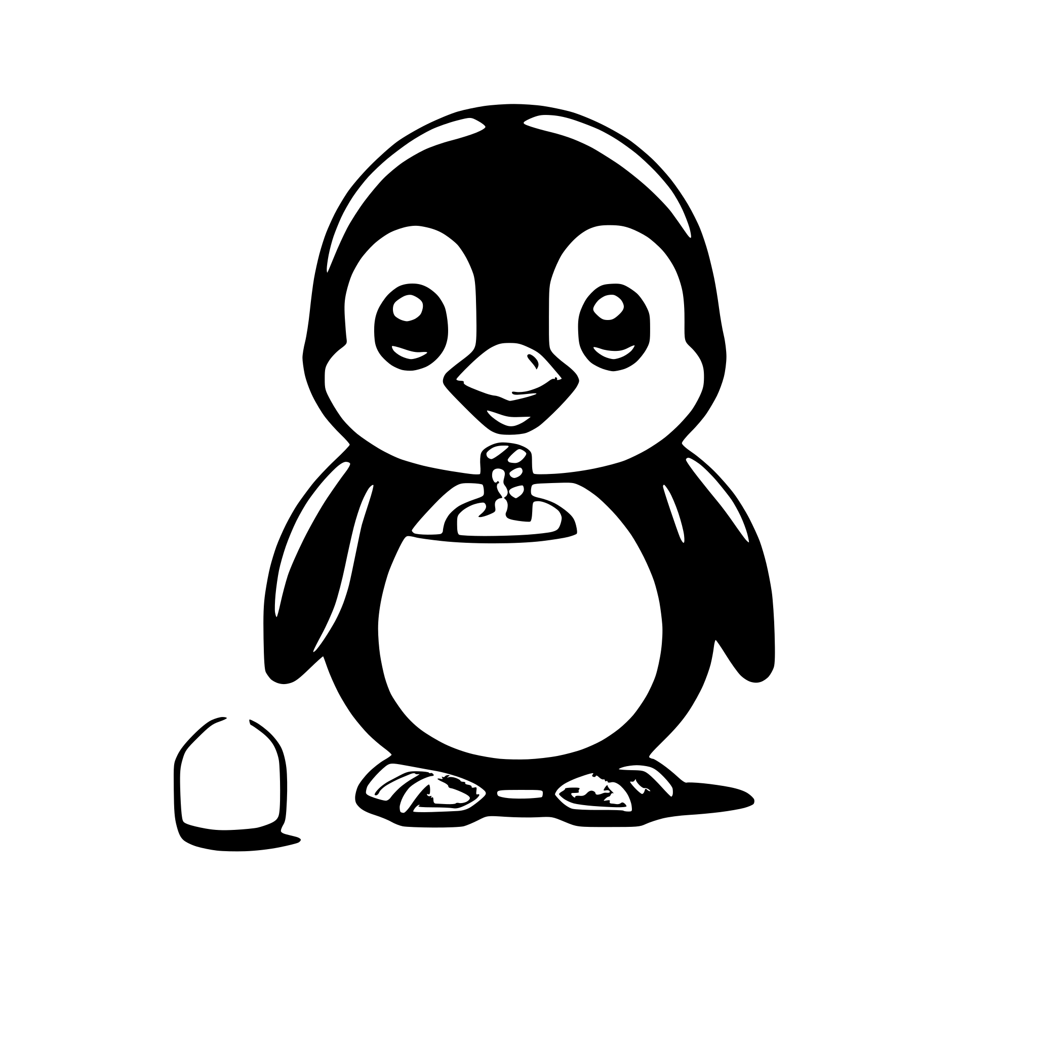 AI-generated SVG of a cute penguin eating candyfloss