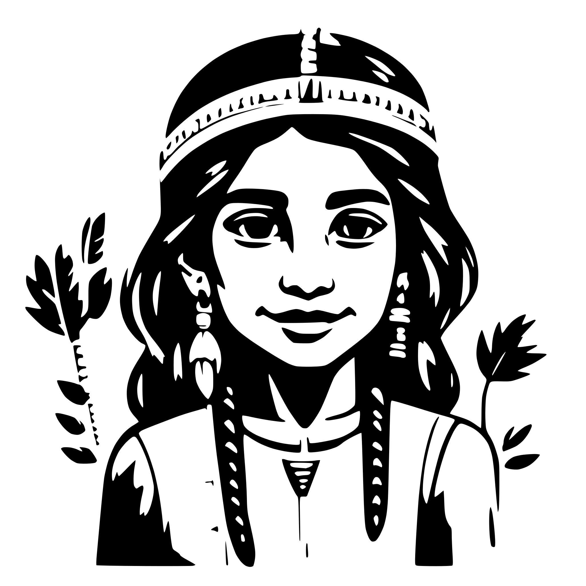 AI-generated SVG of a a little native south american native with typical costums