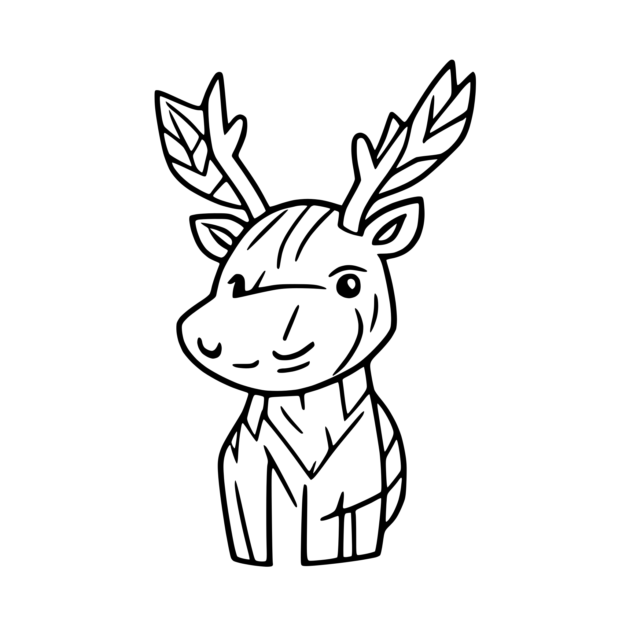 AI-generated SVG of a reindeer line art calligraphy cute for christmas card hand drawn