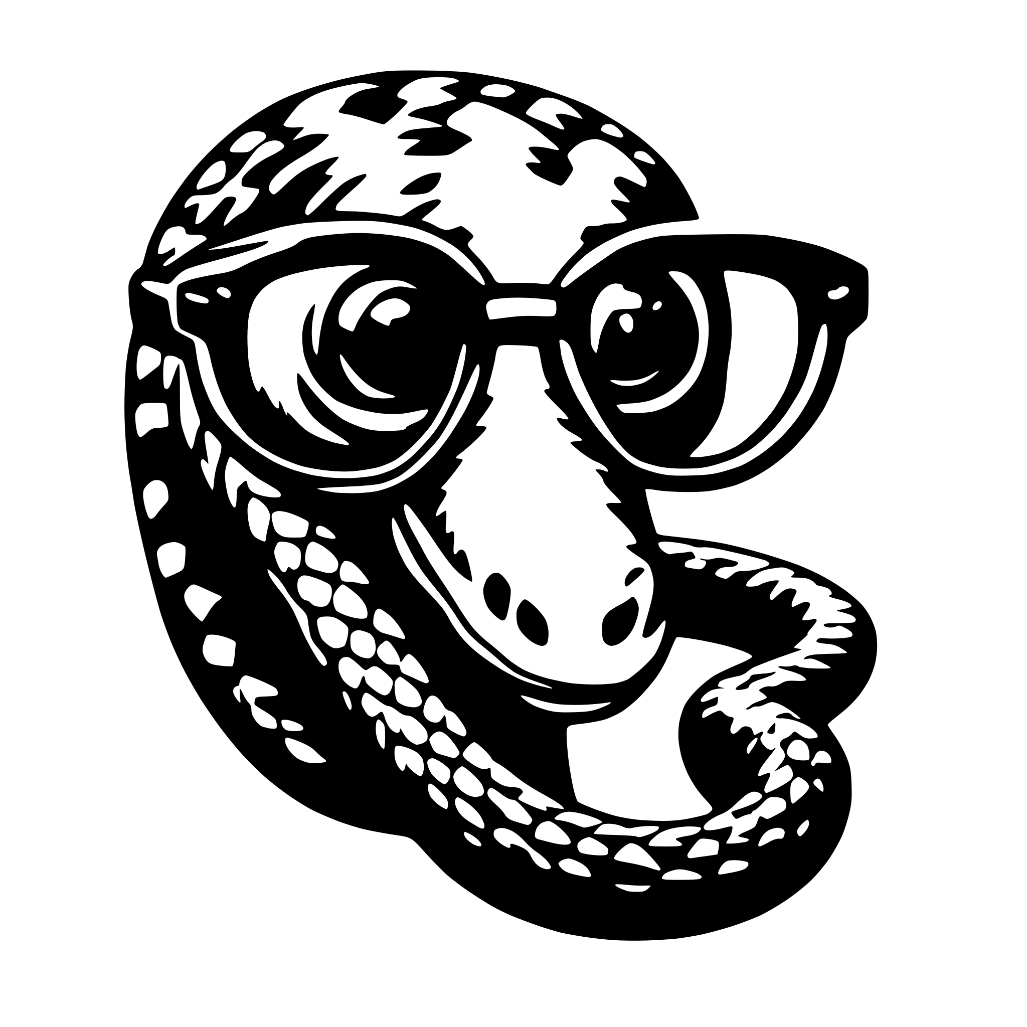 AI-generated SVG of 'snake with glasses'