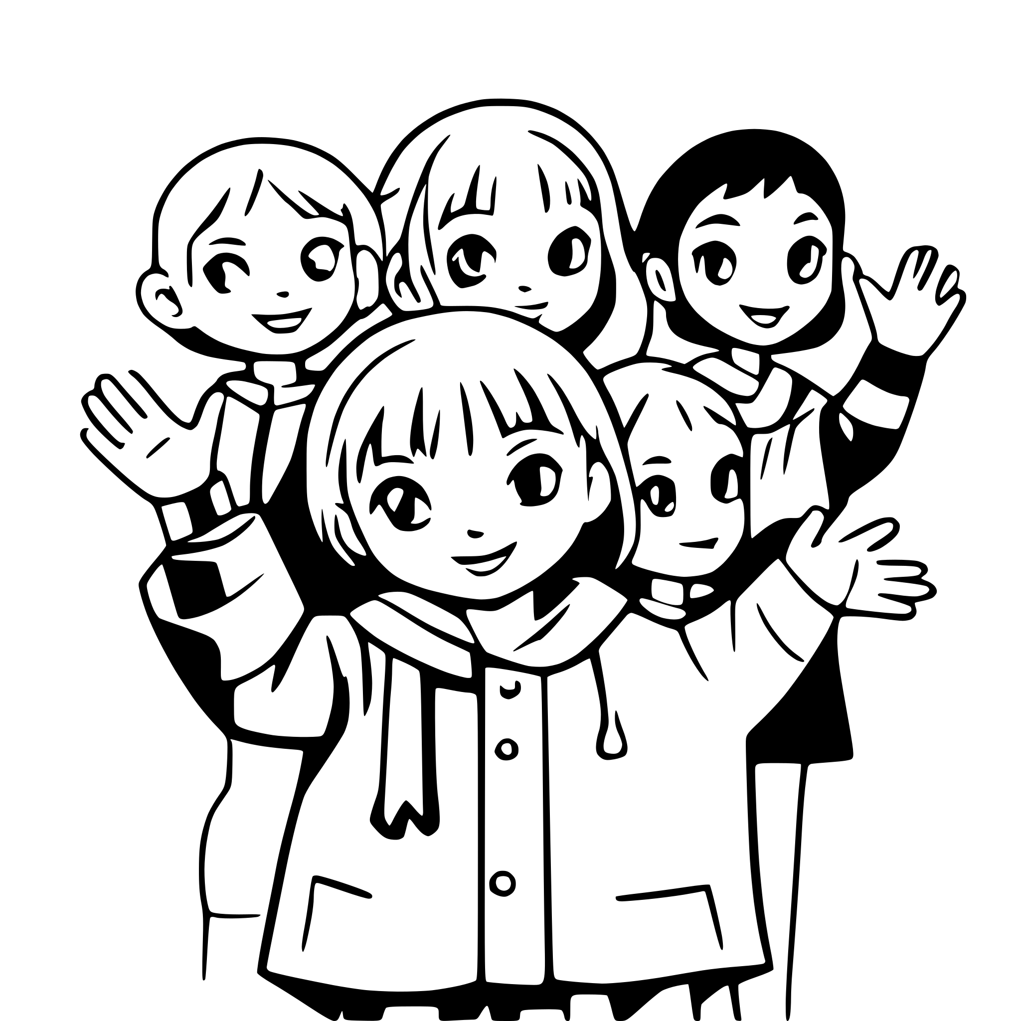 AI-generated SVG of a many childsren who holding on their hands