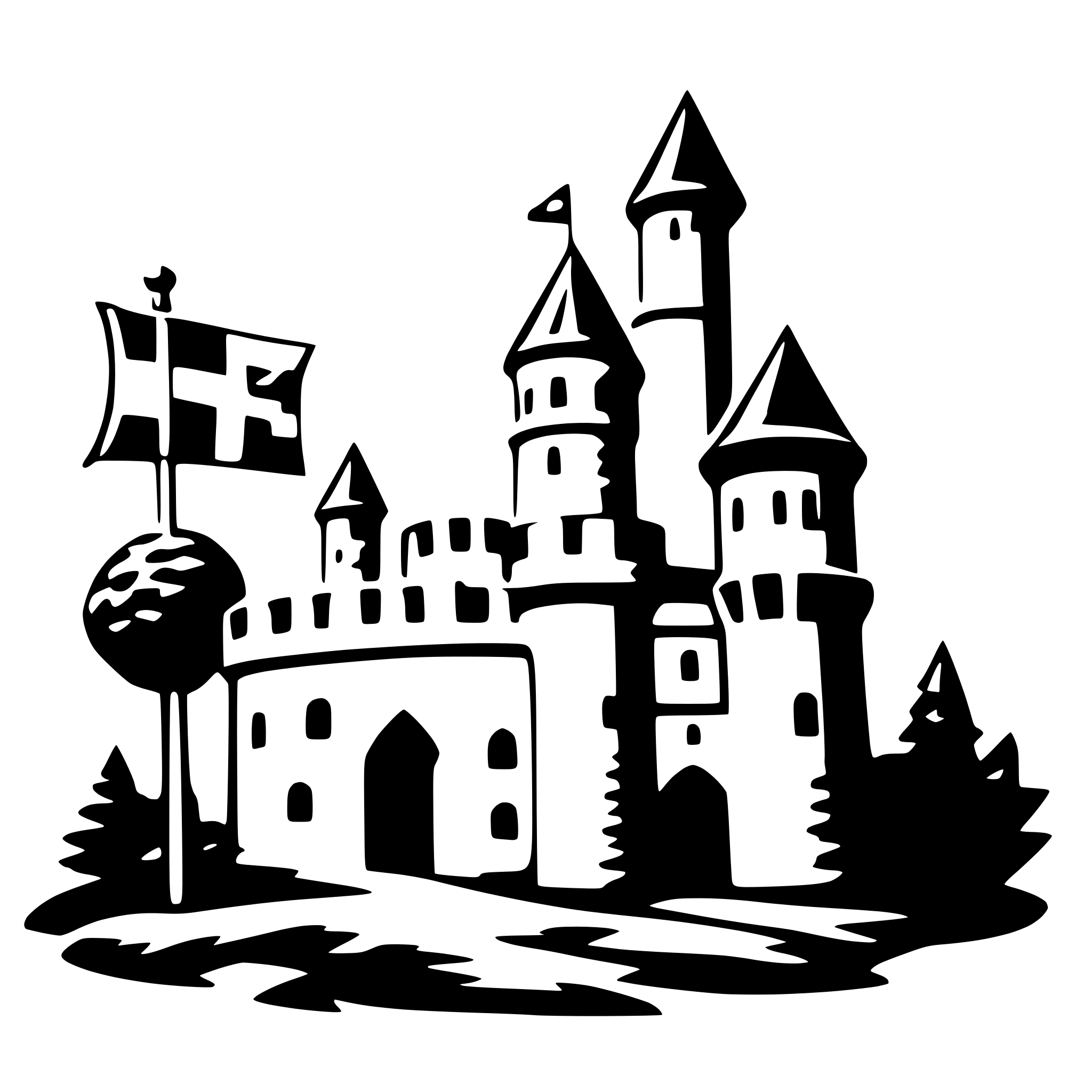 AI-generated SVG of 'castle with flags'
