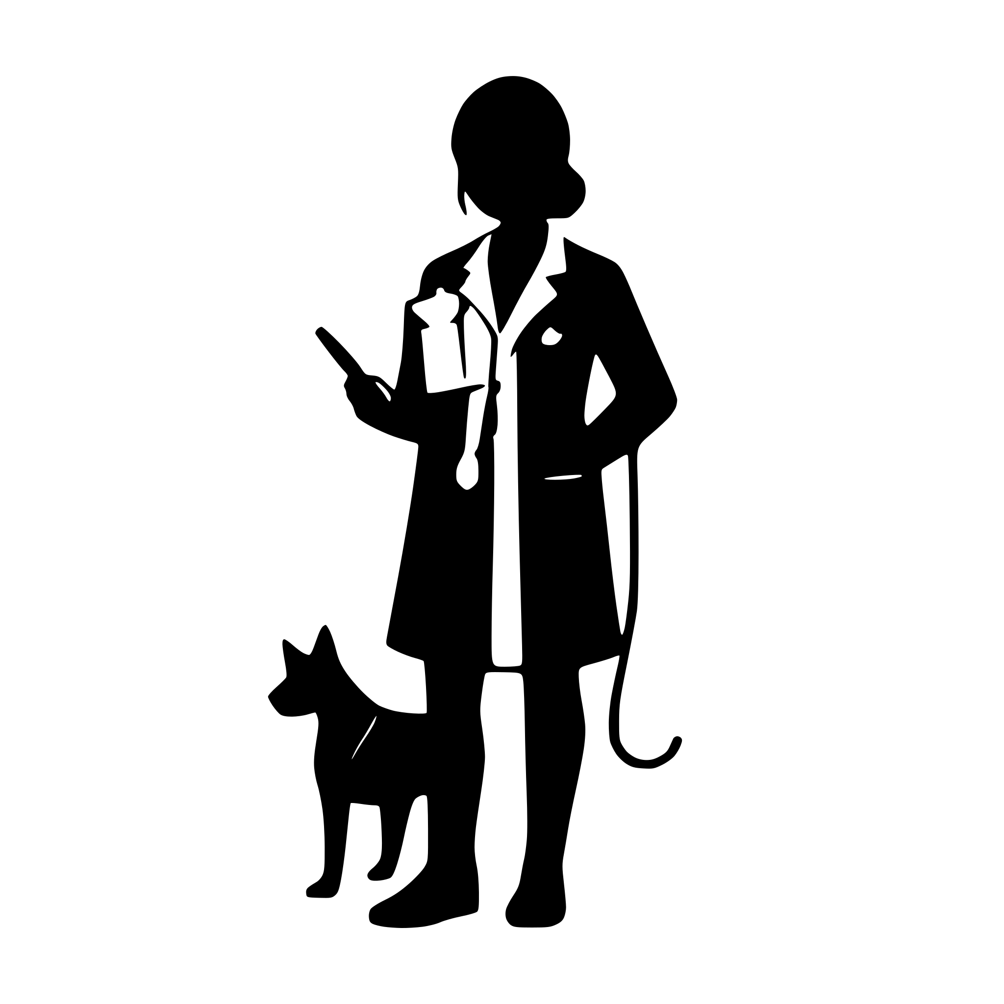 AI-generated SVG of 'a minimalist vector image of a veterinarian with a stethoscope on their neck and with a pet on a blank background'