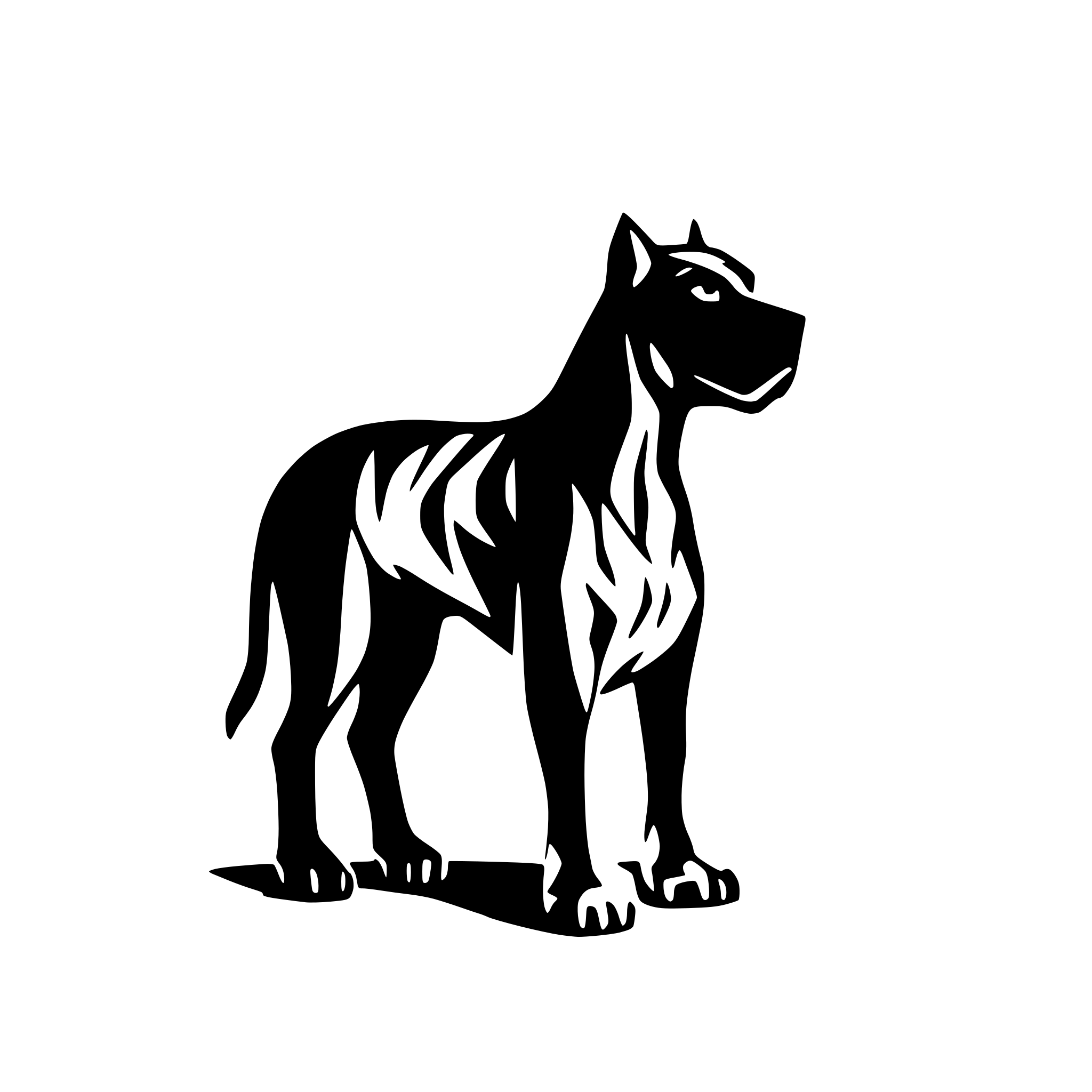 AI-generated SVG of a a majestic cane corso standing on a lawn