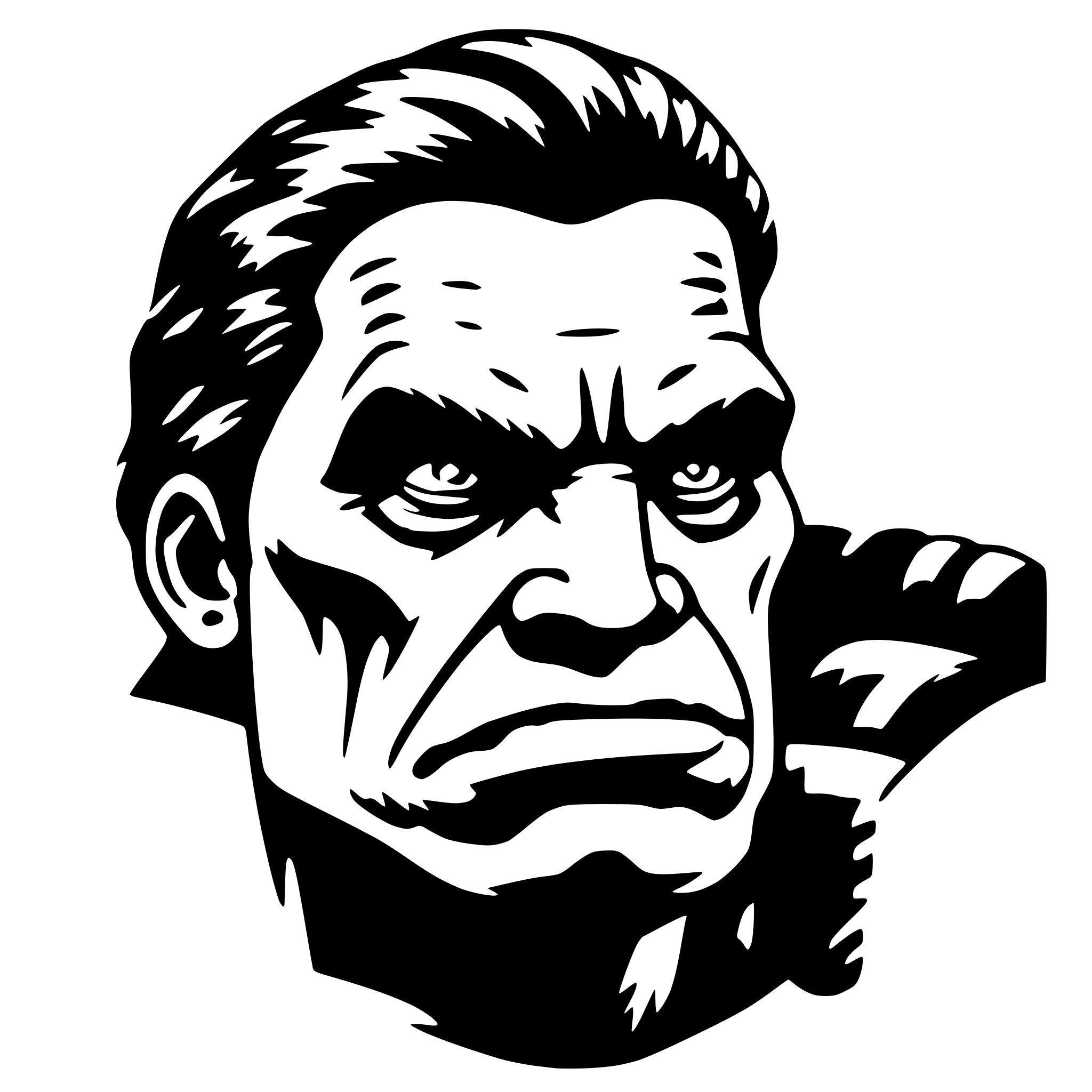 AI-generated SVG of 'Black and white Hulk'