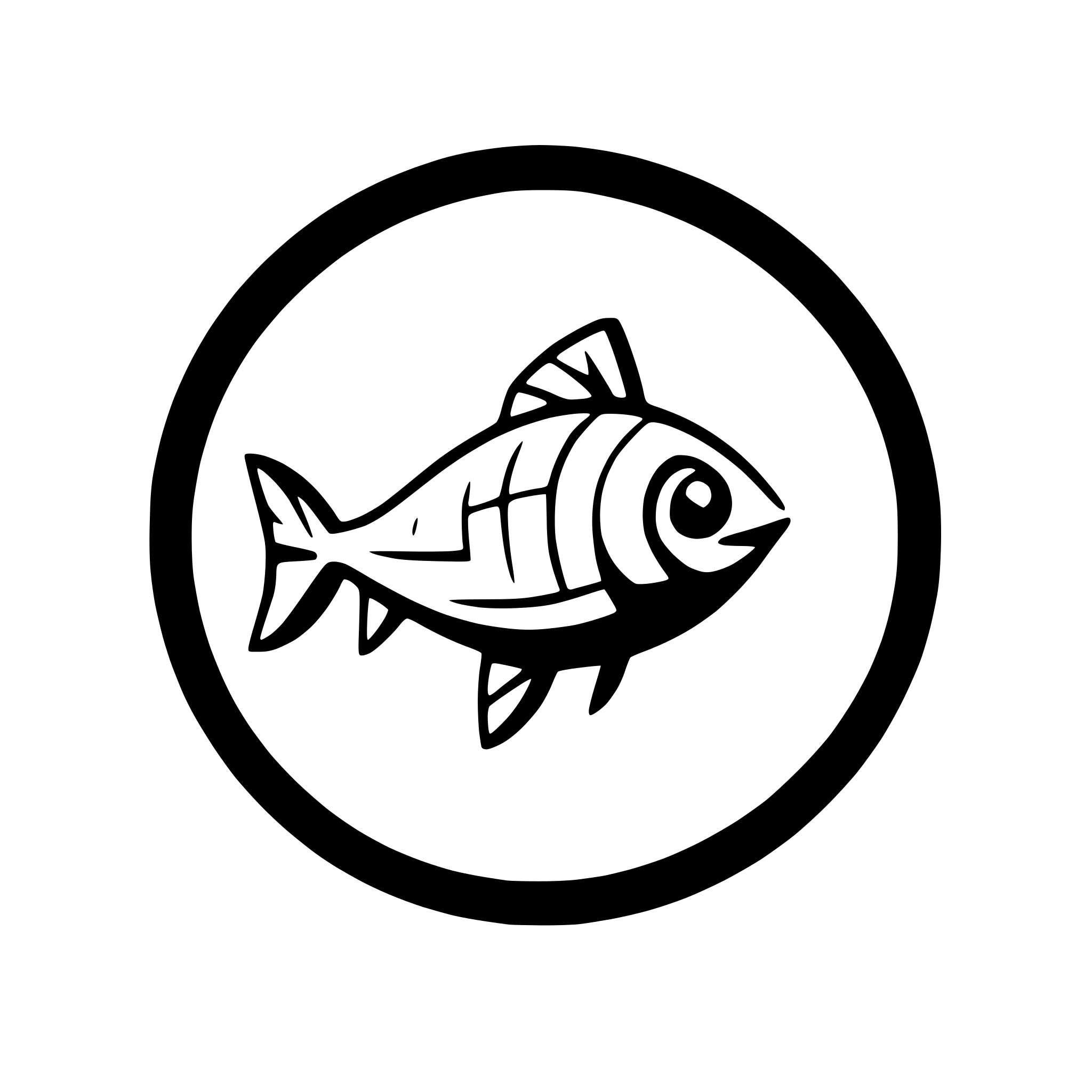 AI-generated SVG of 'geometric fish swimming forward'