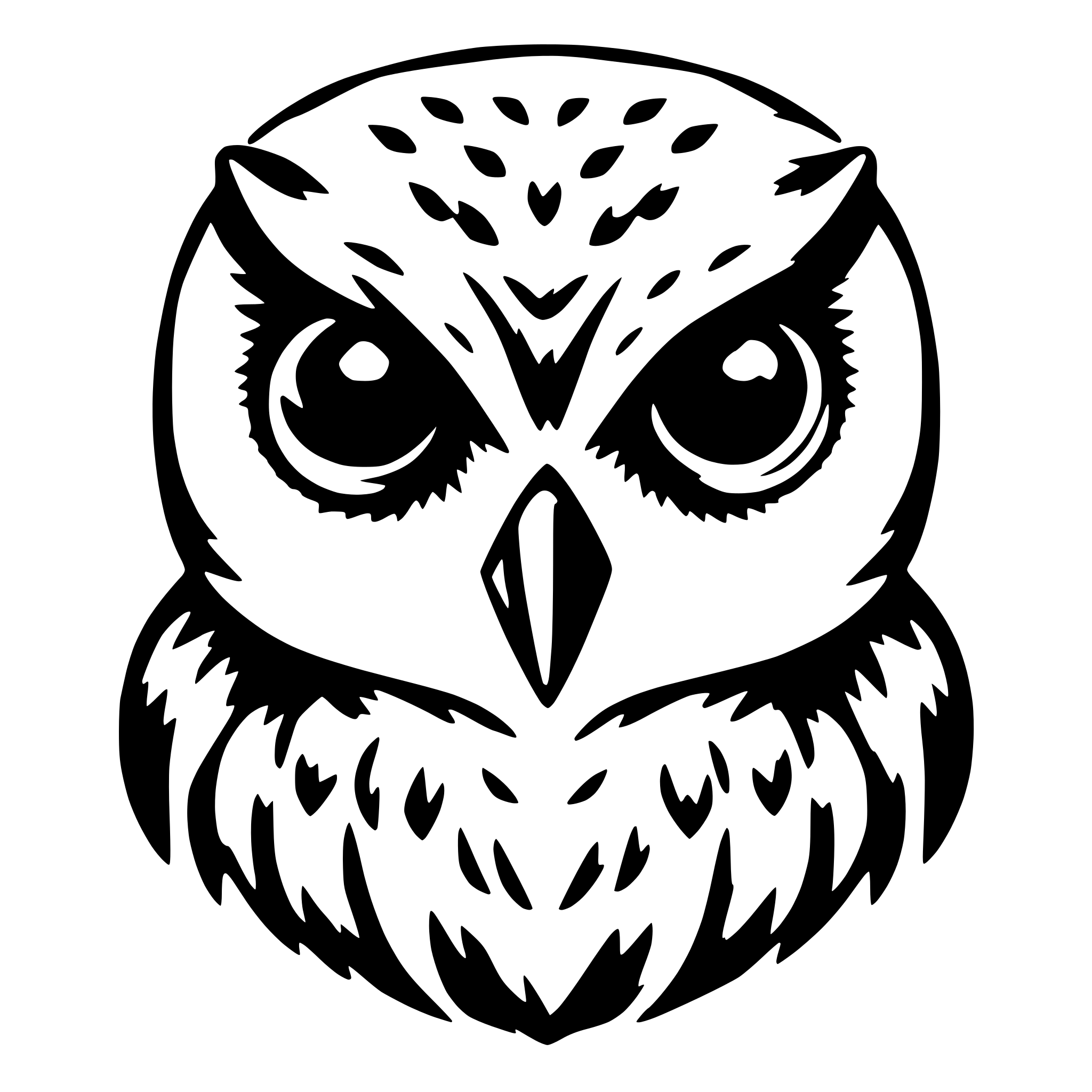 AI-generated SVG of 'an owls face'