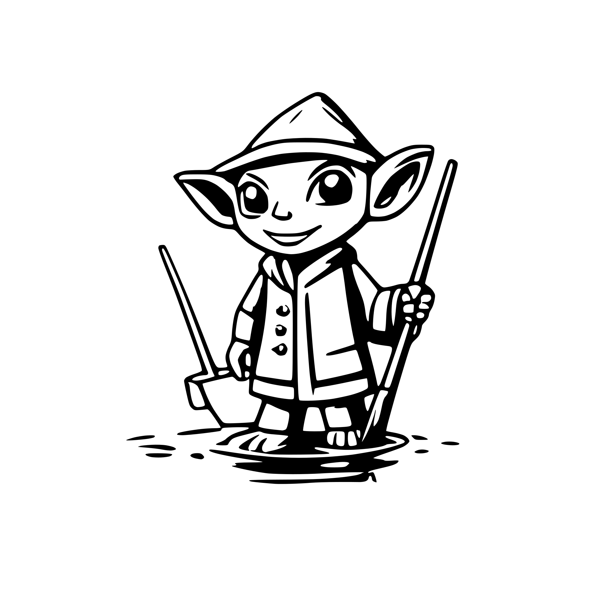 AI-generated SVG of a Yoda  fishing