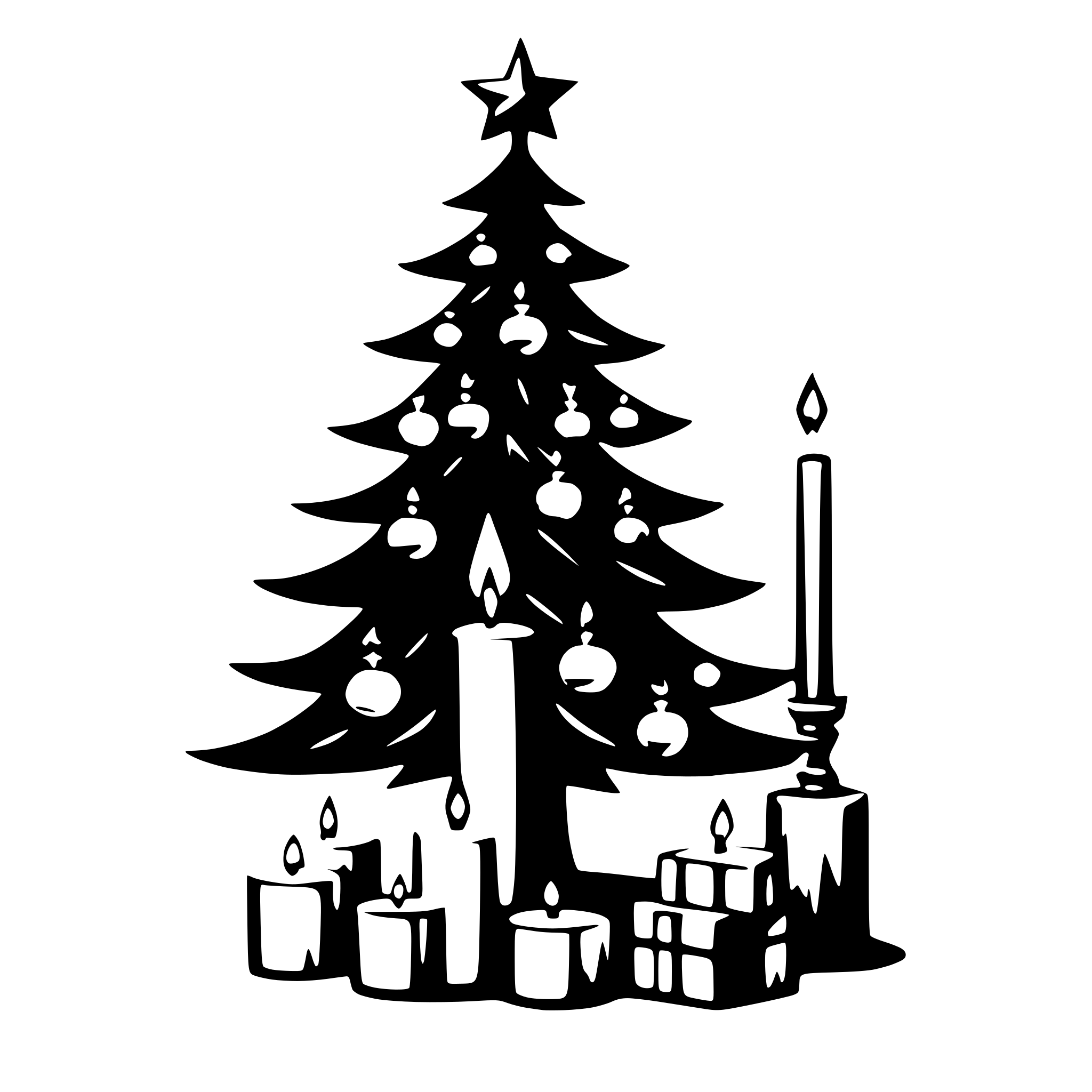 AI-generated SVG of a A beautiful Christmas tree with Christmas baubles and candles. There is a star at the top of the Christmas tree.
The presents are gathered at the bottom of the trunk