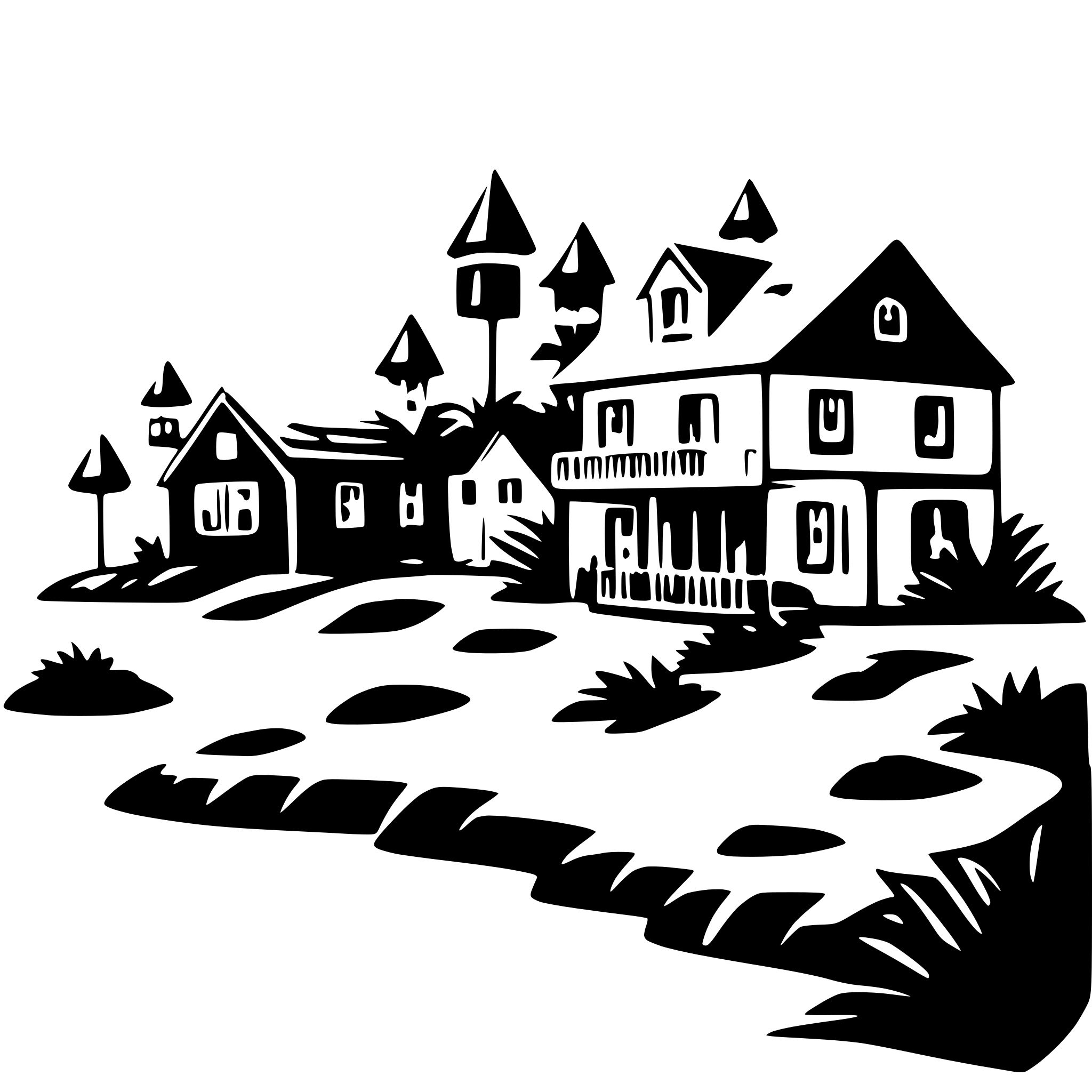 AI-generated SVG of 'beach landscape with cozy houses'