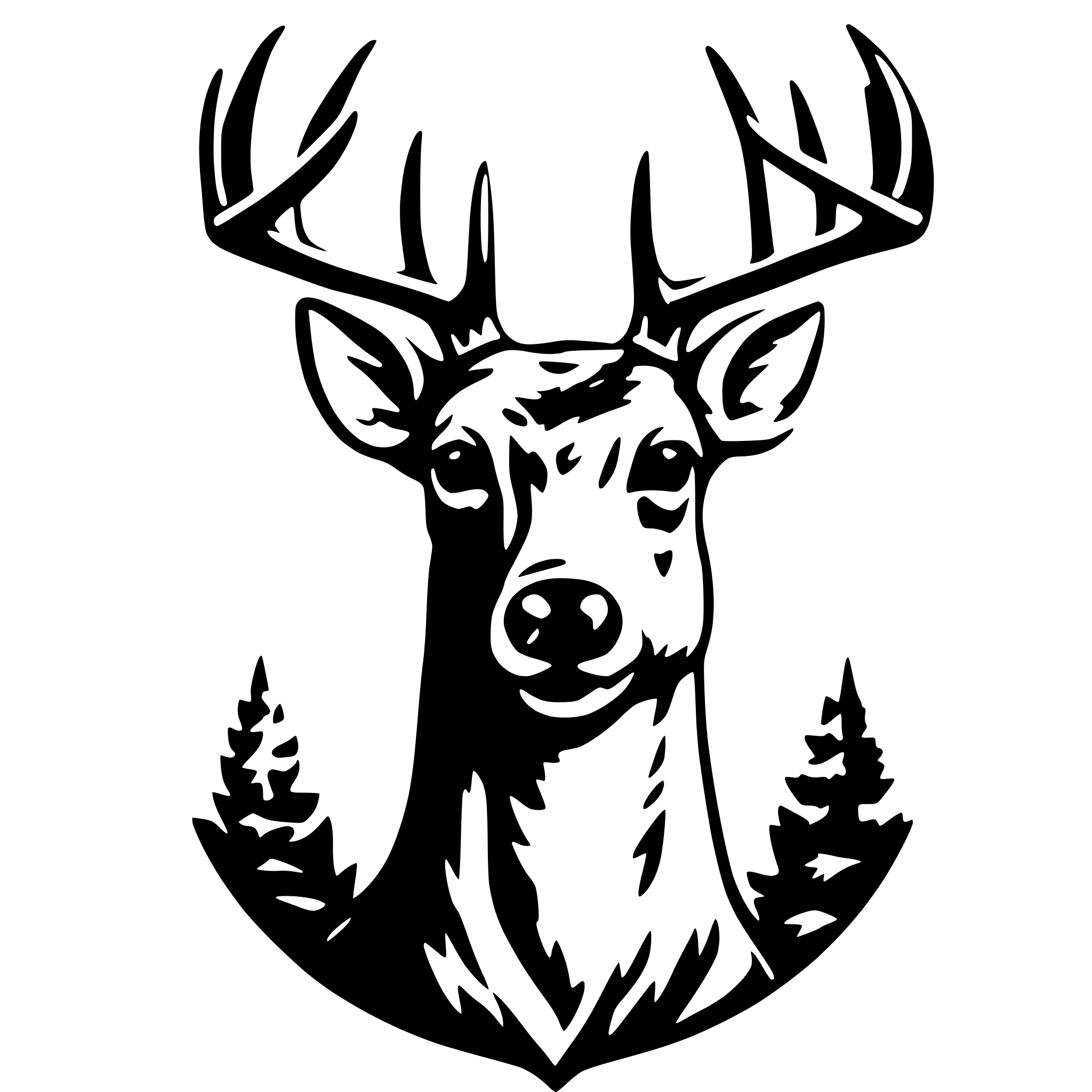 AI-generated SVG of a whitetail deer head front