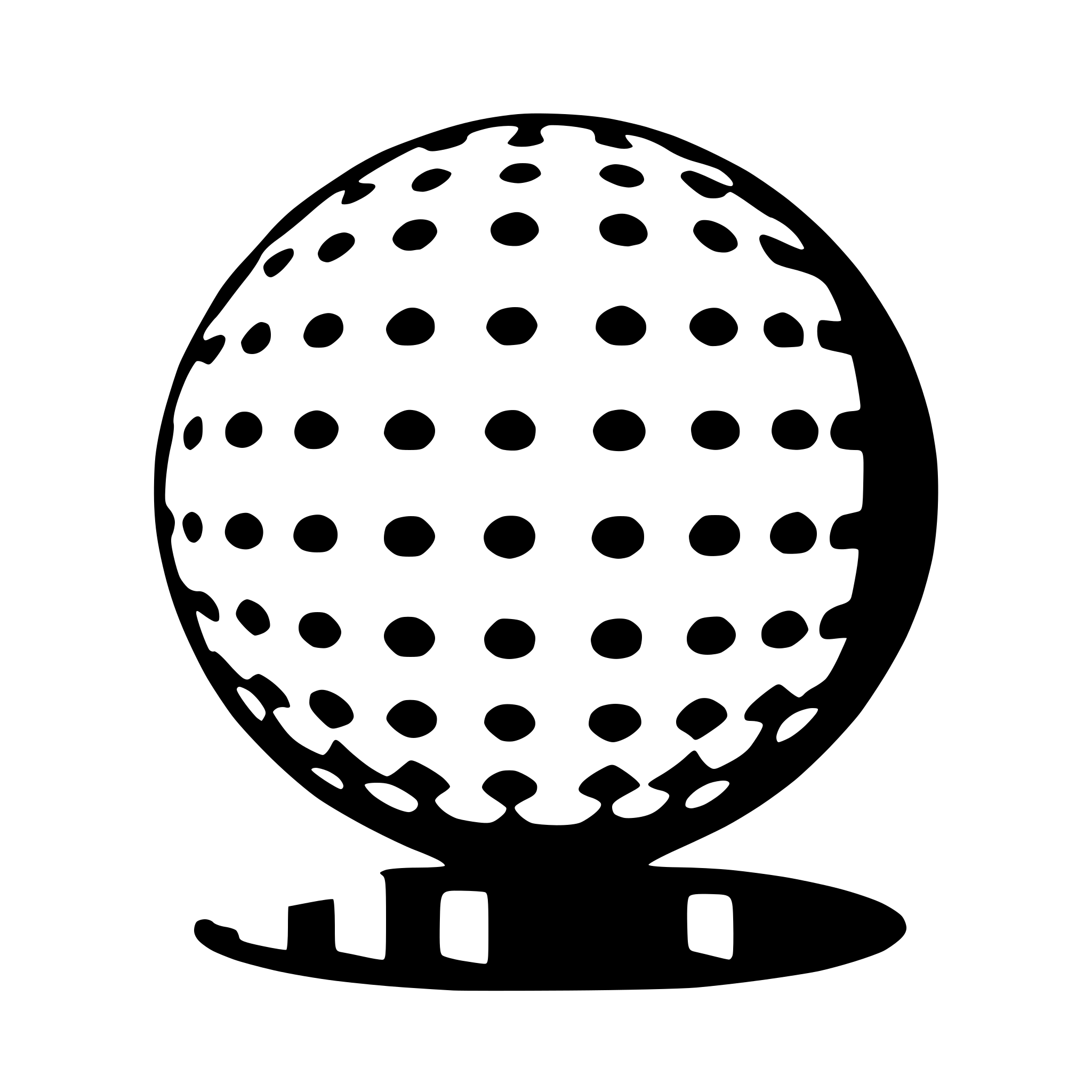 AI-generated SVG of a a sphere with 8 dots placed at regular intervals on its surface