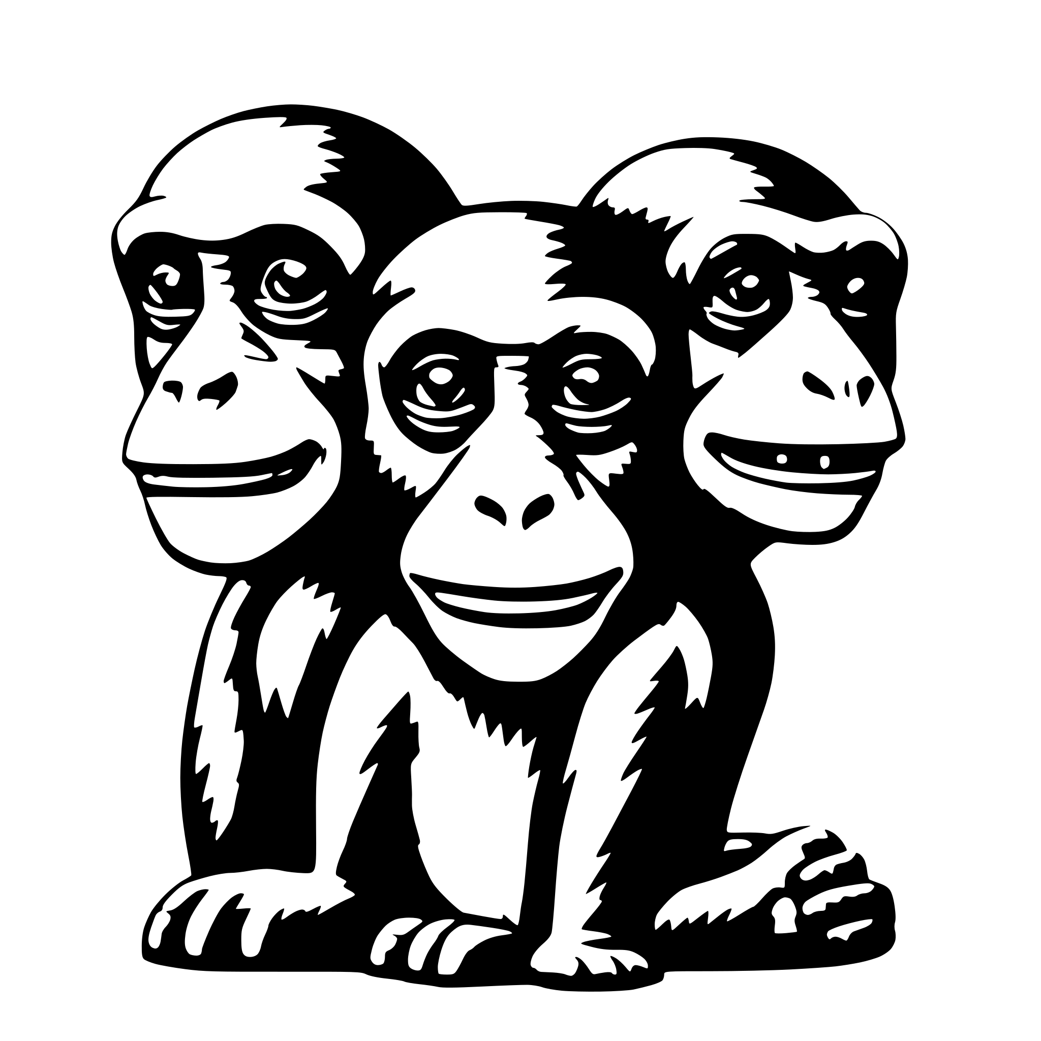 AI-generated SVG of a Three headed monkey