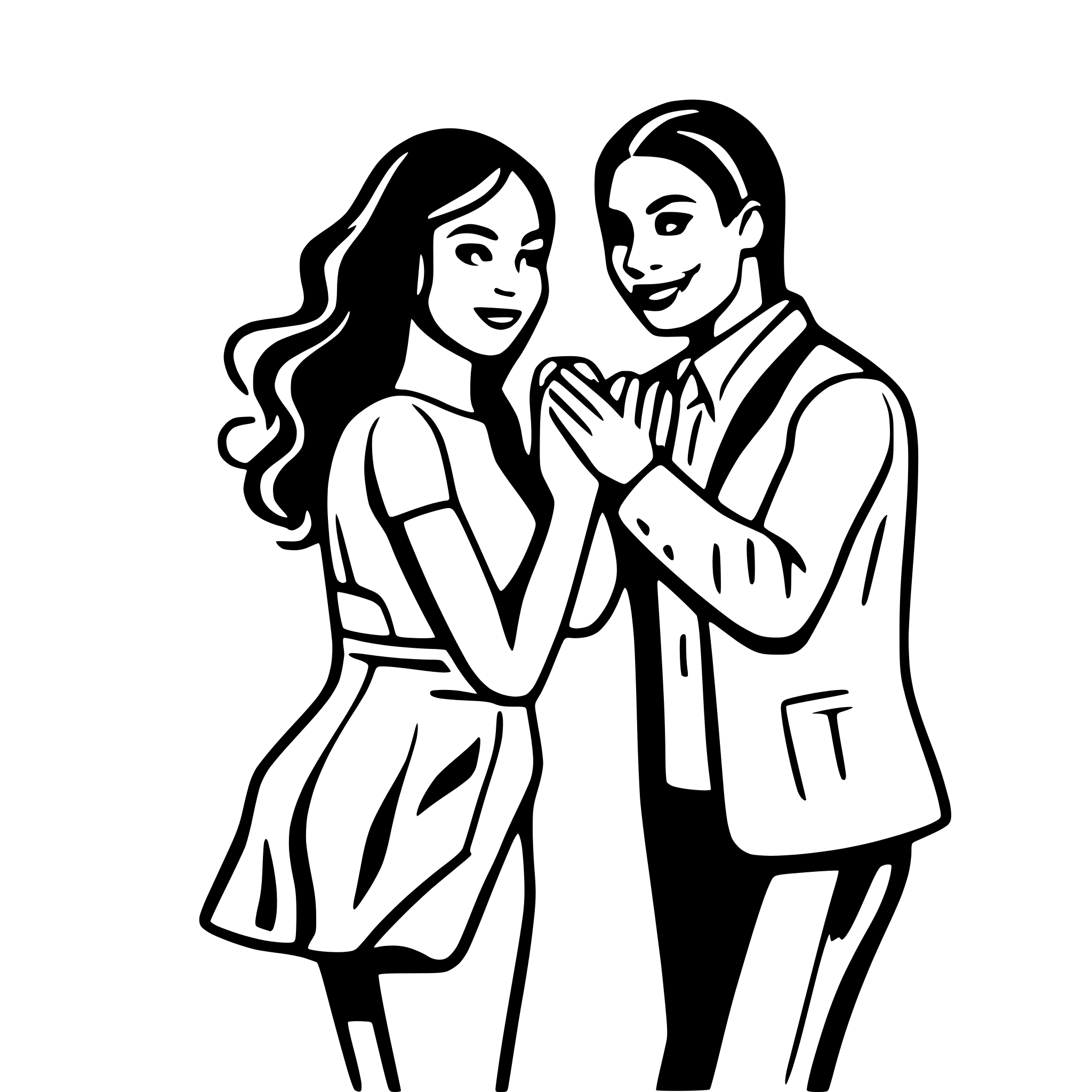 AI-generated SVG of a salsa dancing couple, outline only