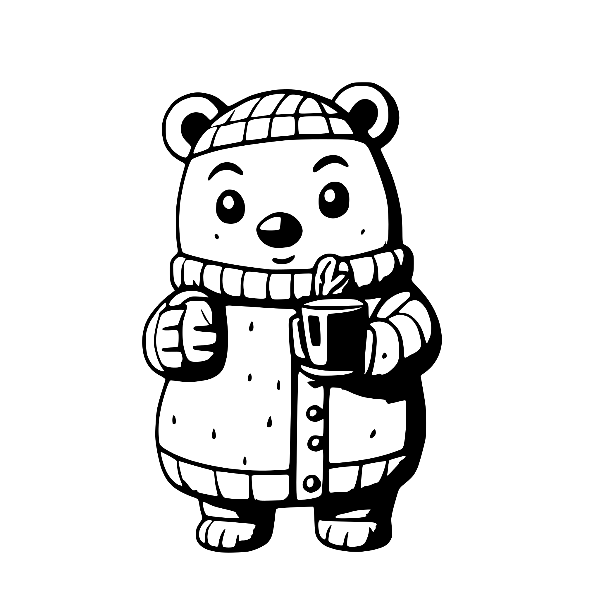 AI-generated SVG of a a bear in a cozy sweater sipping hot cocoa
