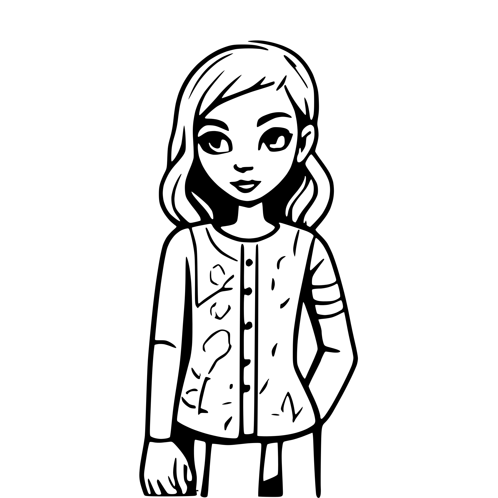 AI-generated SVG of a A sad lady standing in a garden