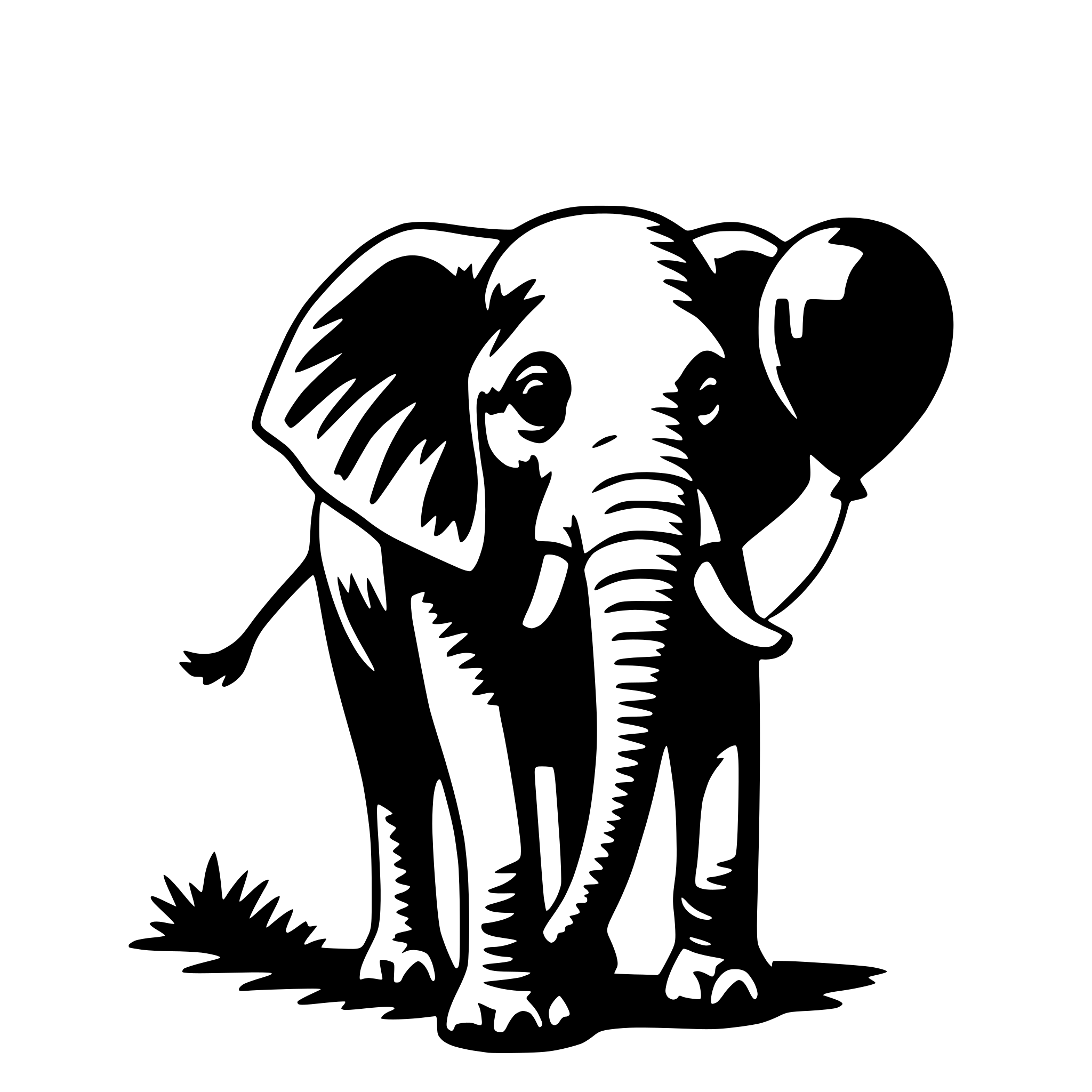 AI-generated SVG of a elephant with balloon